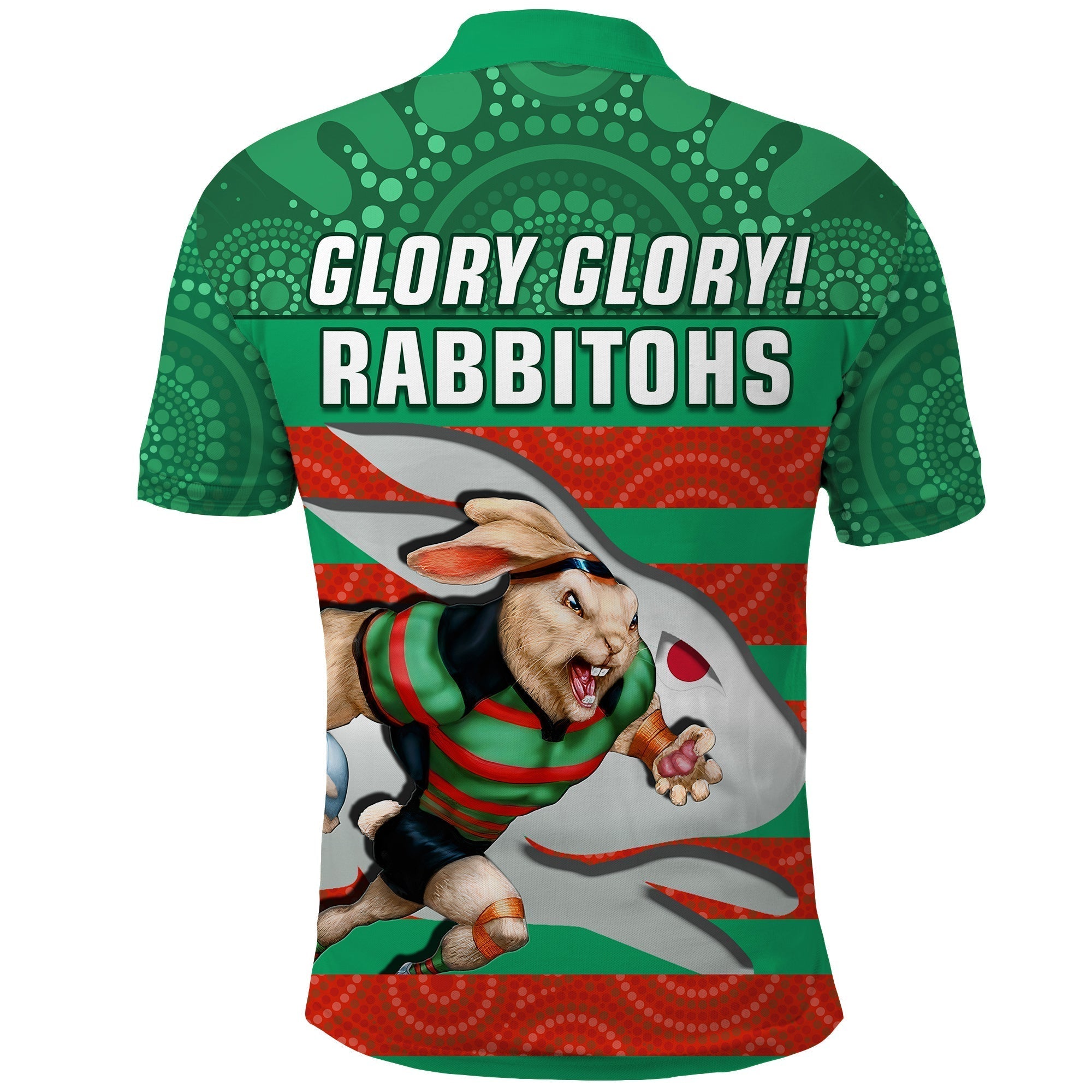 Rabbitohs Rugby Polo Shirt Aboriginal Dot Painting Glory Glory Sporty Style - Vibe Hoodie Shop