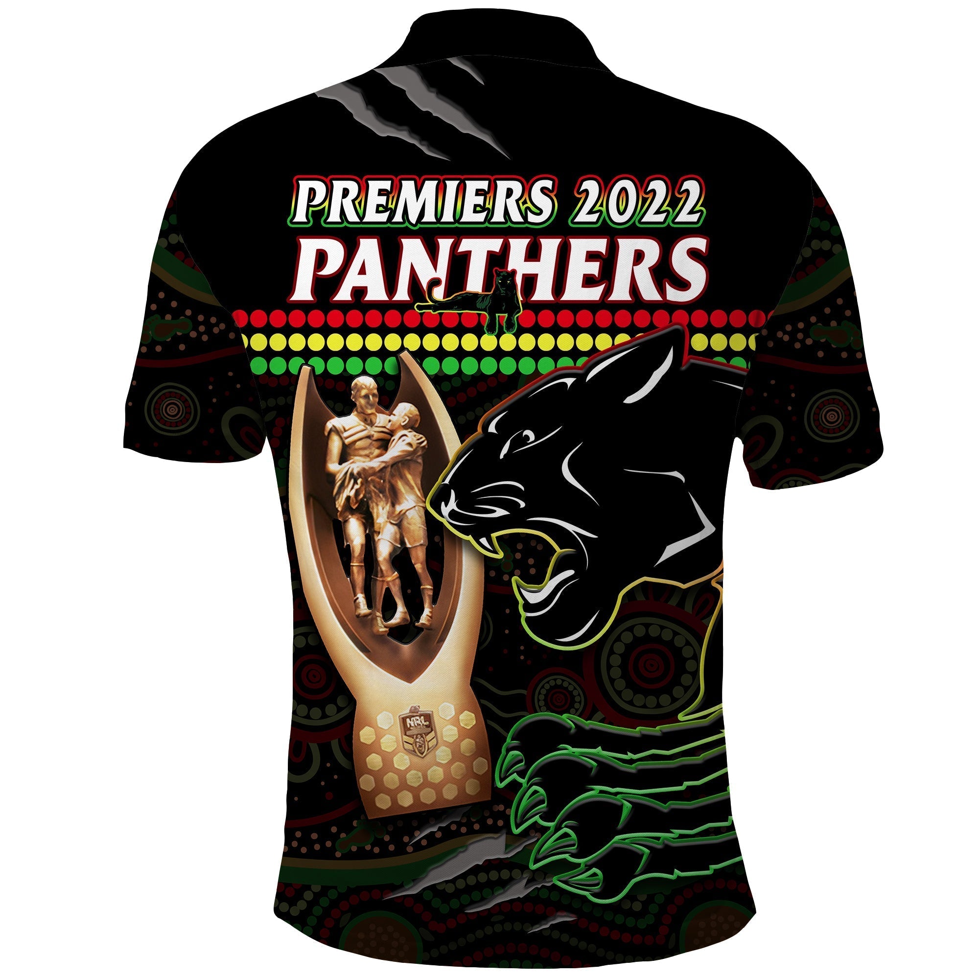 Panthers Rugby Polo Shirt The Riff 2022 Premiers Aboriginal Art - Vibe Hoodie Shop