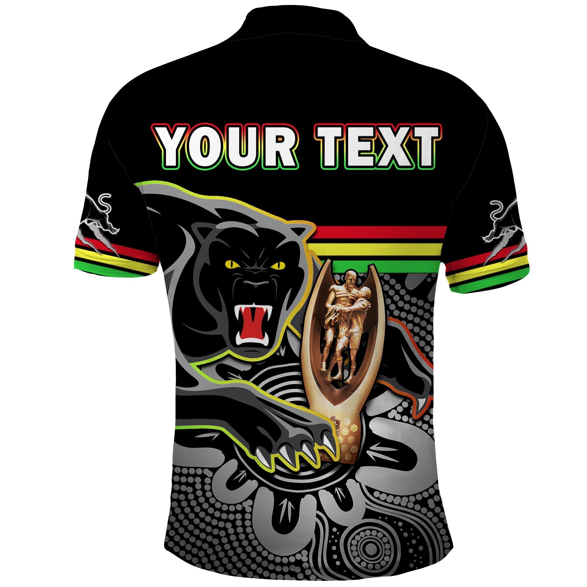 Custom Personalised Panthers Rugby Polo Shirt Pennies Premiers 2022 Back To Back Indigenous Original - Vibe Hoodie Shop