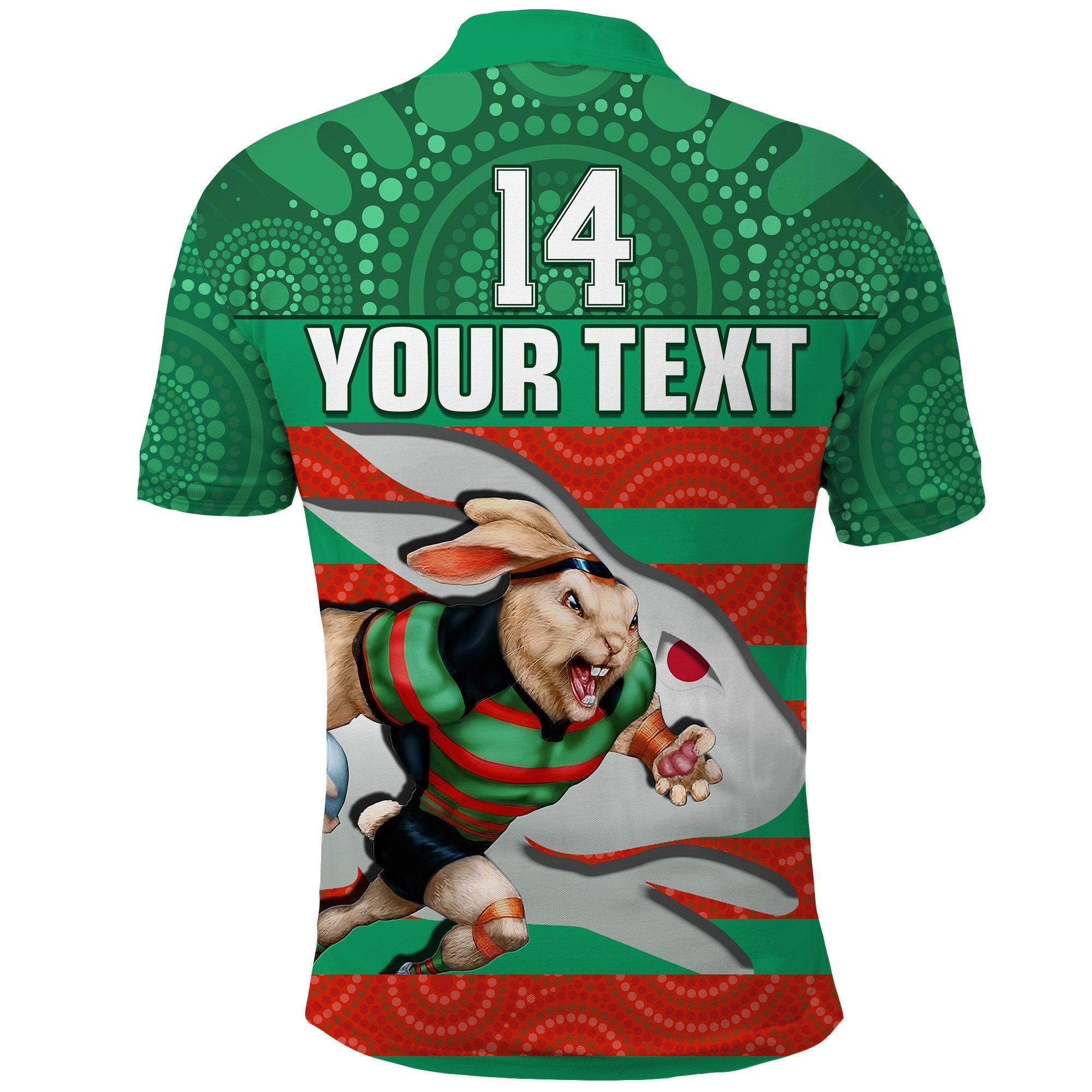 (Custom Text And Number) Rabbitohs Rugby Polo Shirt Aboriginal Dot Painting Glory Glory Sporty Style - Vibe Hoodie Shop