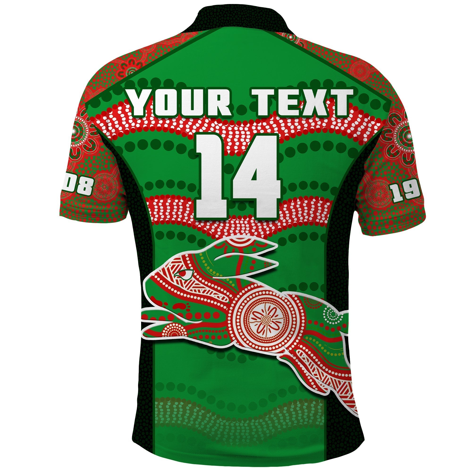 (Custom Text And Number) Rabbitohs Rugby Polo Shirt Souths 1908 Aboriginal Dot Painting Go Bunnies - Vibe Hoodie Shop