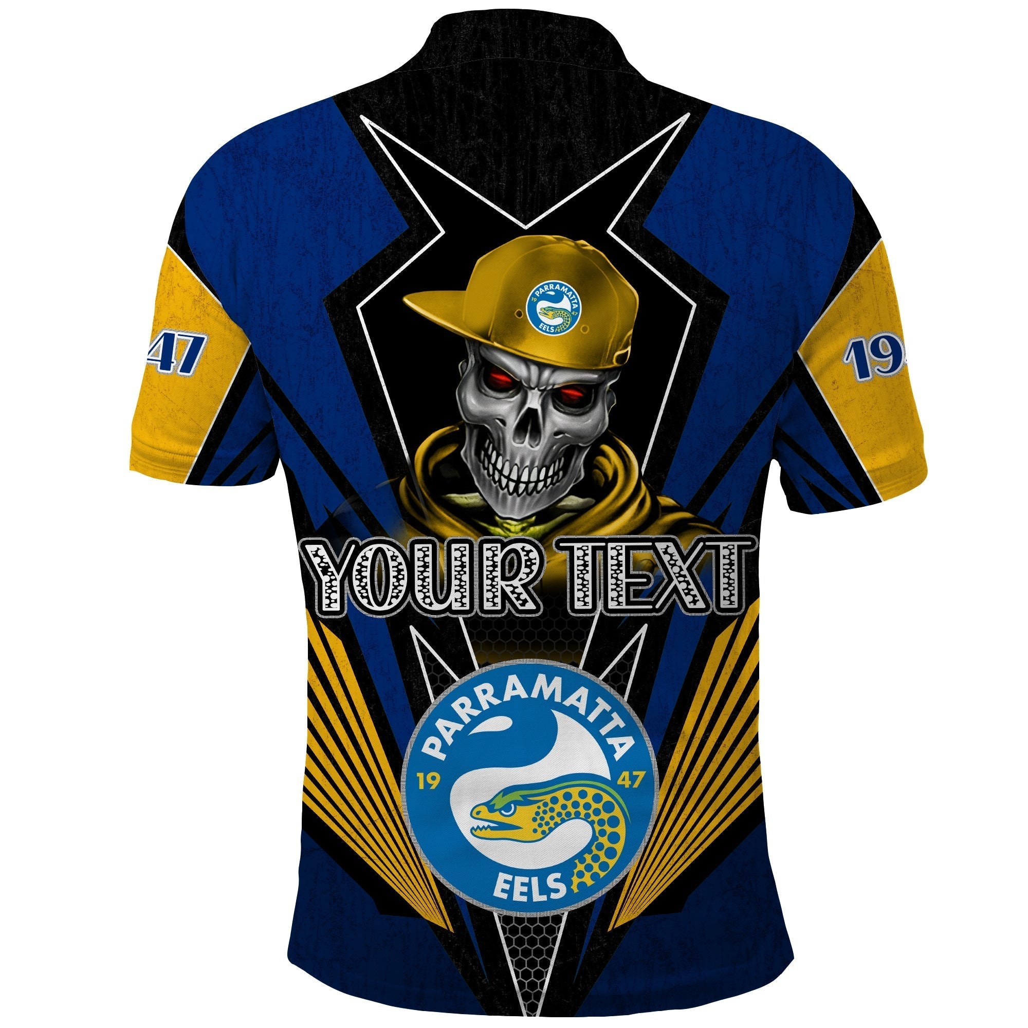 (Custom Personalised) Eels Rugby Polo Shirt Mascot Parramatta Since 1947 Cool Skull - Vibe Hoodie Shop