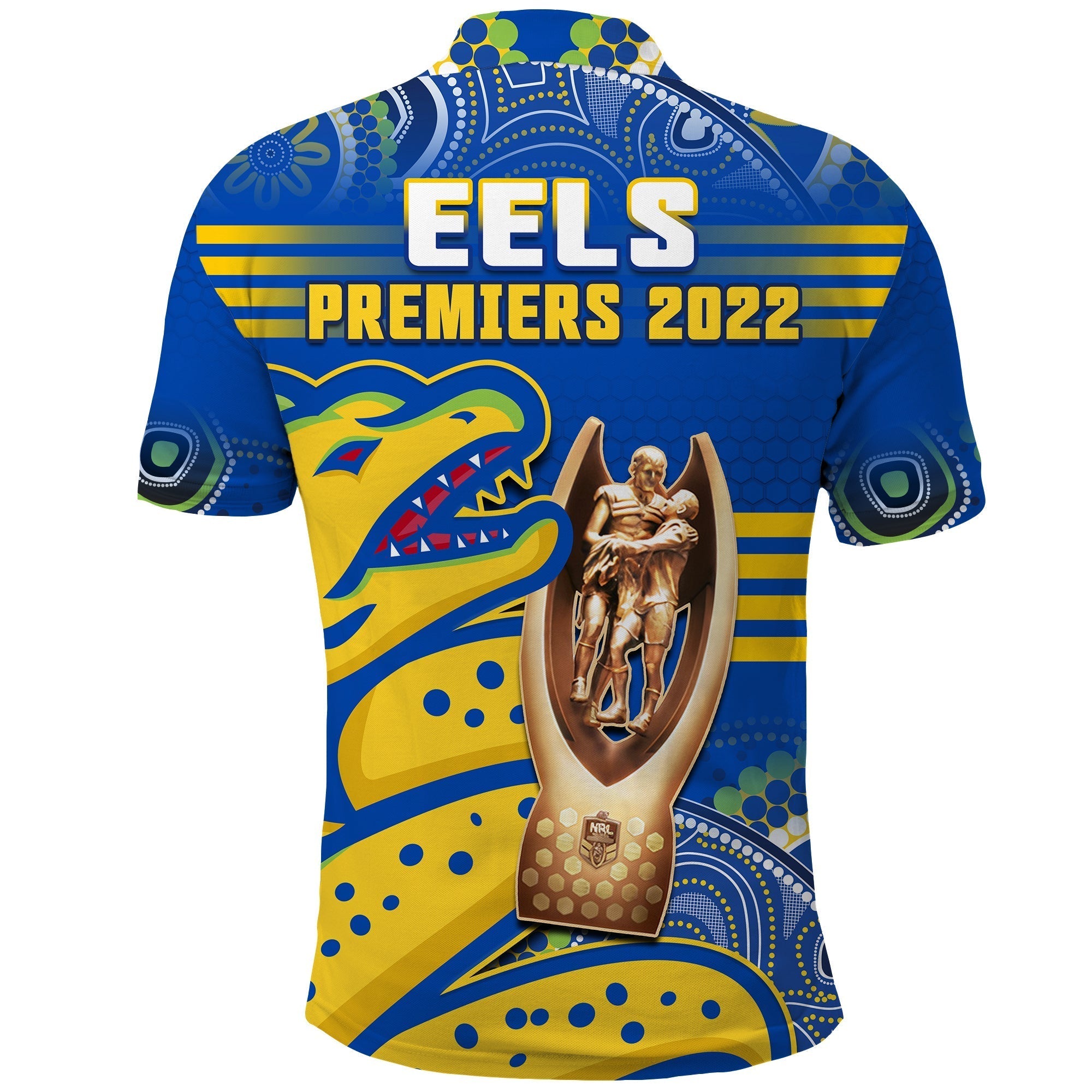 Parramatta Rugby Polo Shirt Eels Premiers 2022 Indigenous Artsy - Vibe Hoodie Shop