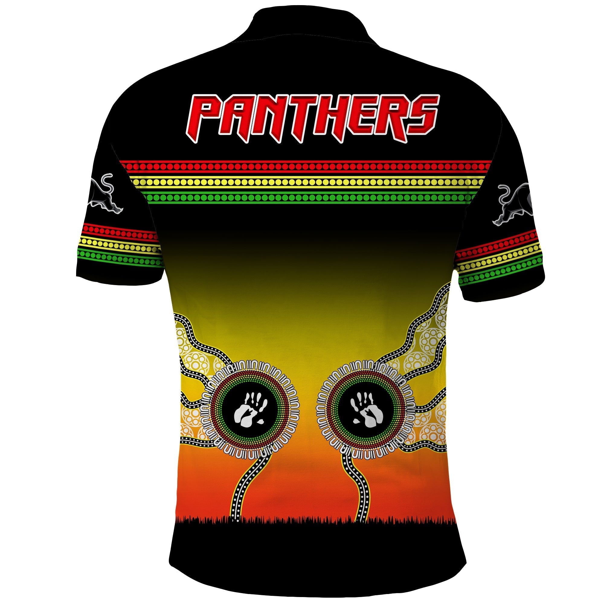 Panthers Polo Shirt Go The Mighty Penrith Aboriginal - Vibe Hoodie Shop