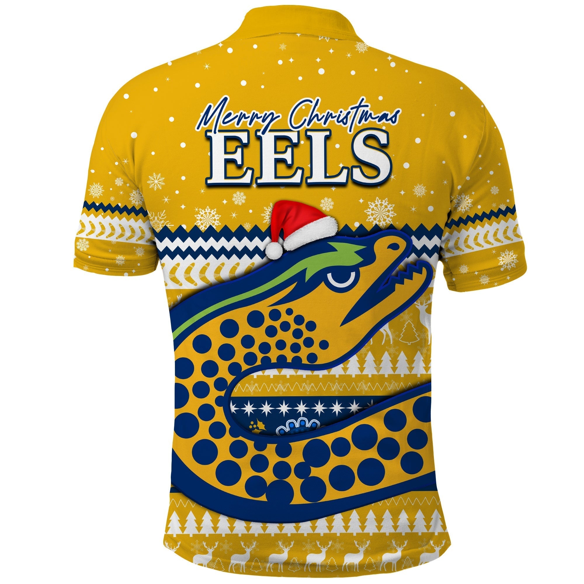 Eels Rugby Polo Shirt Christmas Parramatta Gold - Vibe Hoodie Shop