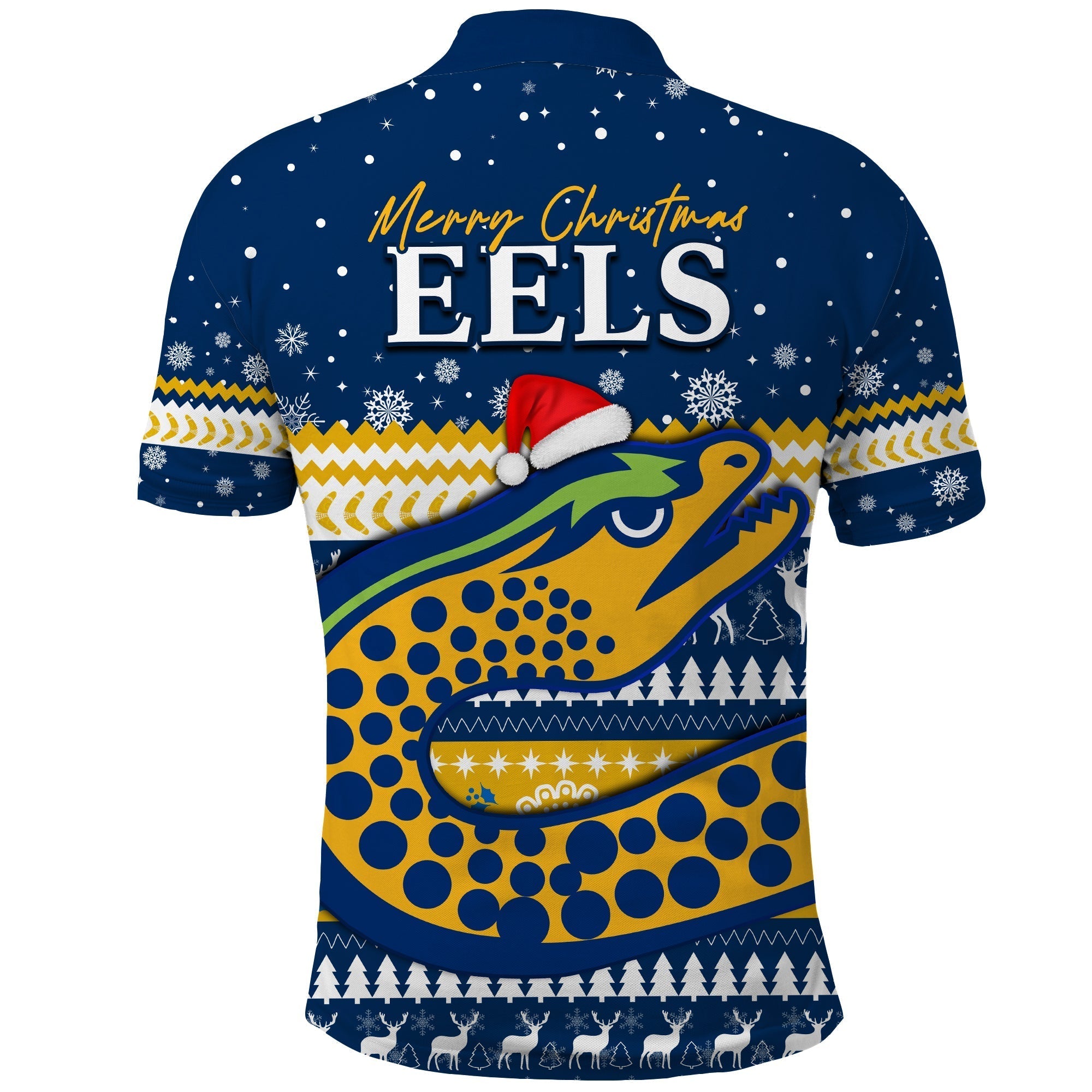 Eels Rugby Polo Shirt Christmas Parramatta Blue - Vibe Hoodie Shop