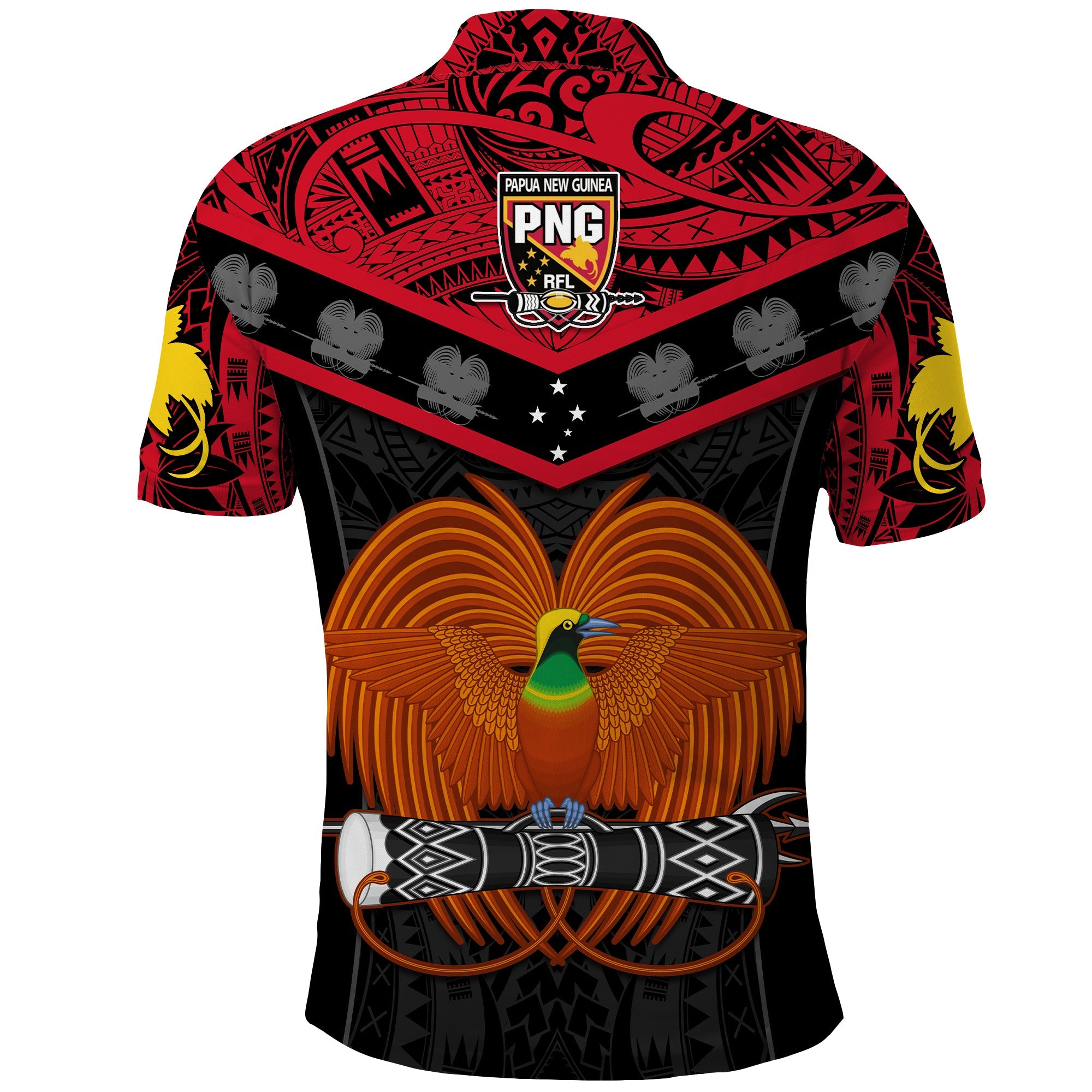 Papua New Guinea Rugby Polo Shirt PNG Kumuls Bird Of Paradise Black - Vibe Hoodie Shop