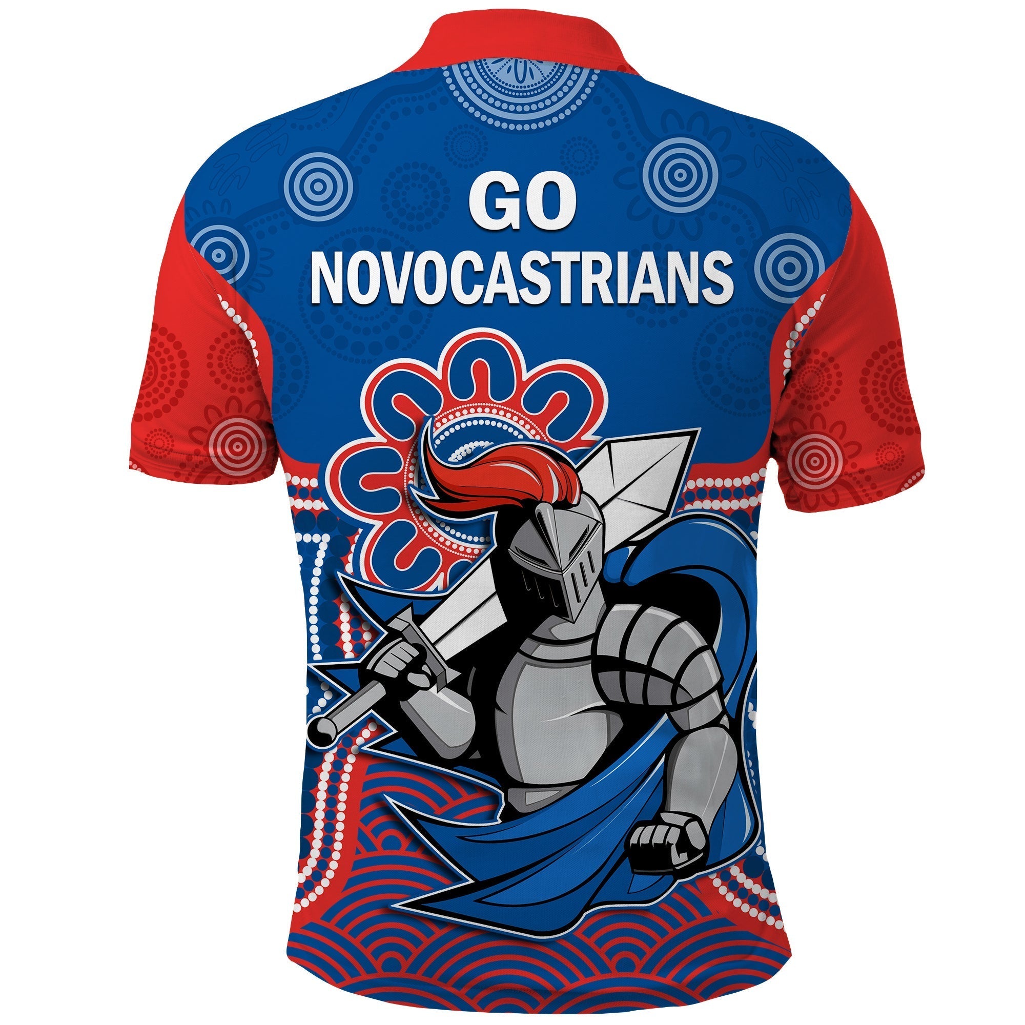Knights Rugby Polo Shirt Novocastrians 1987 Aboriginal Art - Vibe Hoodie Shop