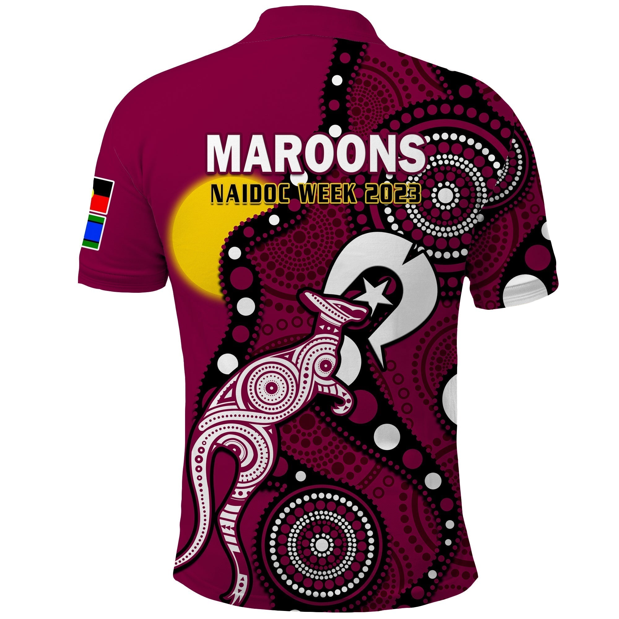 Maroons Rugby NAIDOC 2023 Polo Shirt QLD For Our Elders Indigenous Art - Vibe Hoodie Shop
