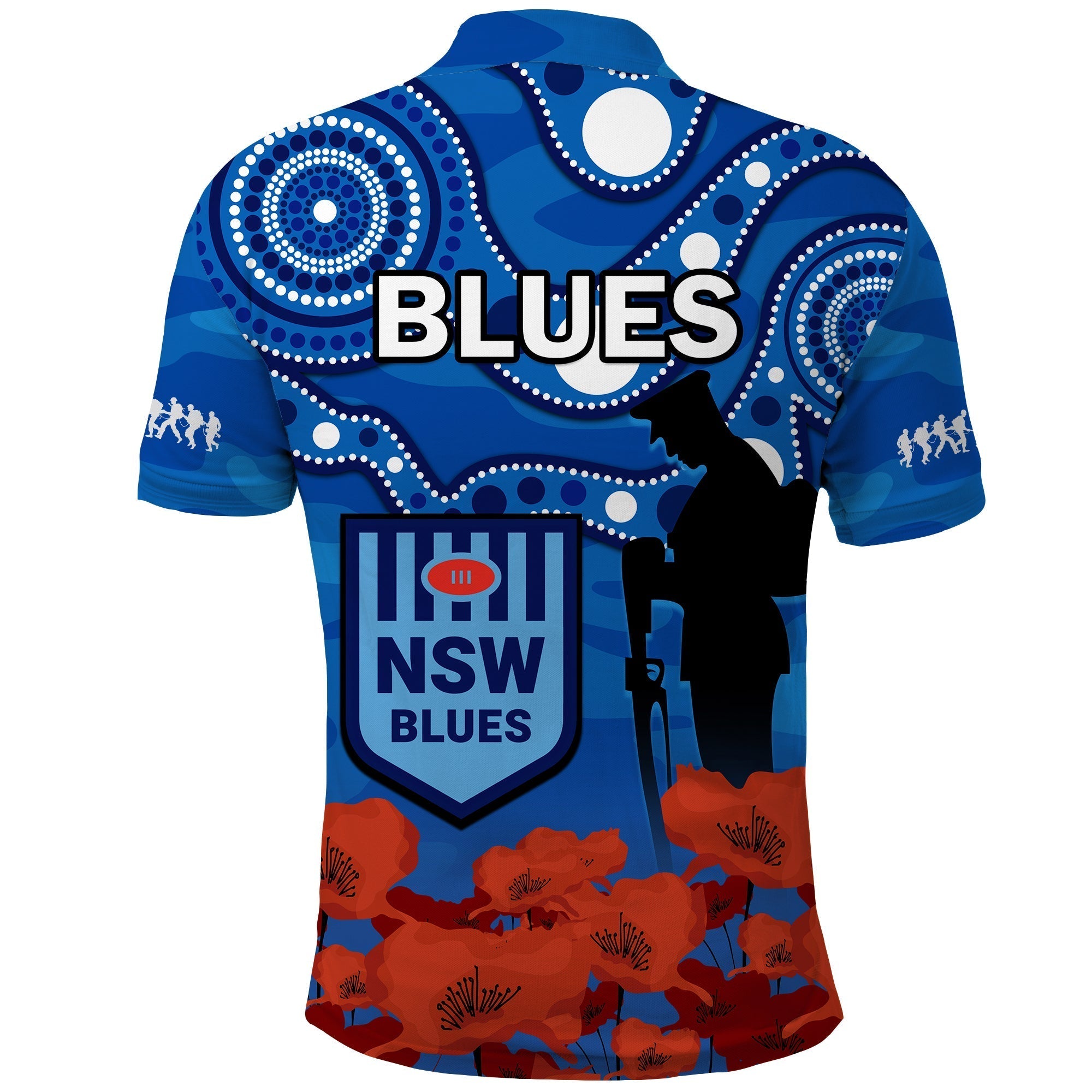 Blues Rugby ANZAC 2023 Polo Shirt NSW Aboriginal Mix Poppy Camouflage - Vibe Hoodie Shop