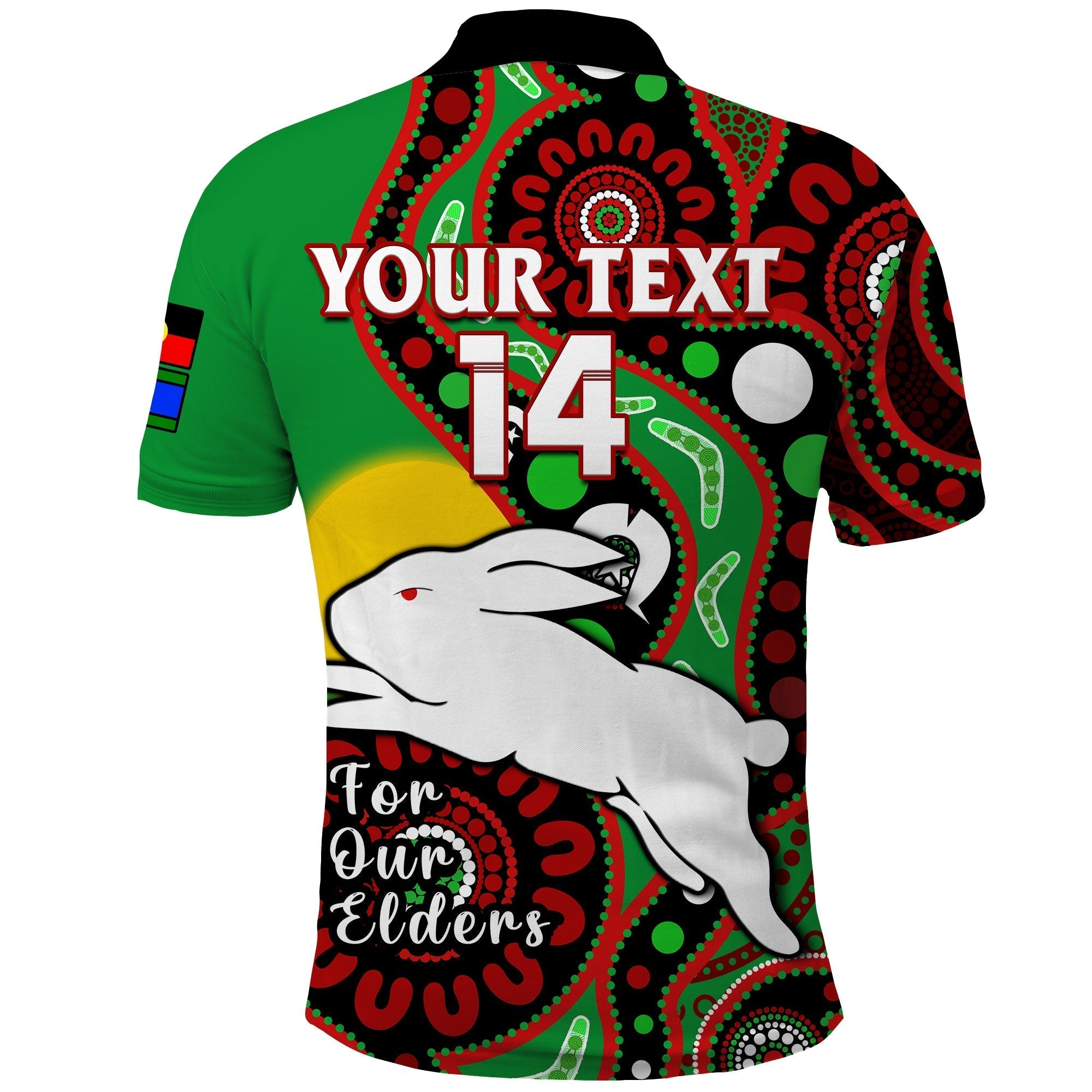 (Custom Text And Number) Rabbitohs Rugby NAIDOC 2023 Polo Shirt For Our Elders Aboriginal - Vibe Hoodie Shop