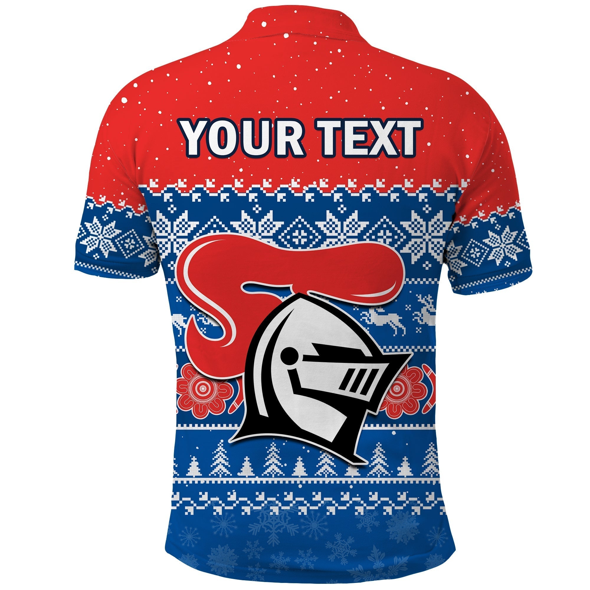 (Custom Personalised) Knights Rugby Polo Shirt Indigenous Newcastle Merry Christmas - Vibe Hoodie Shop