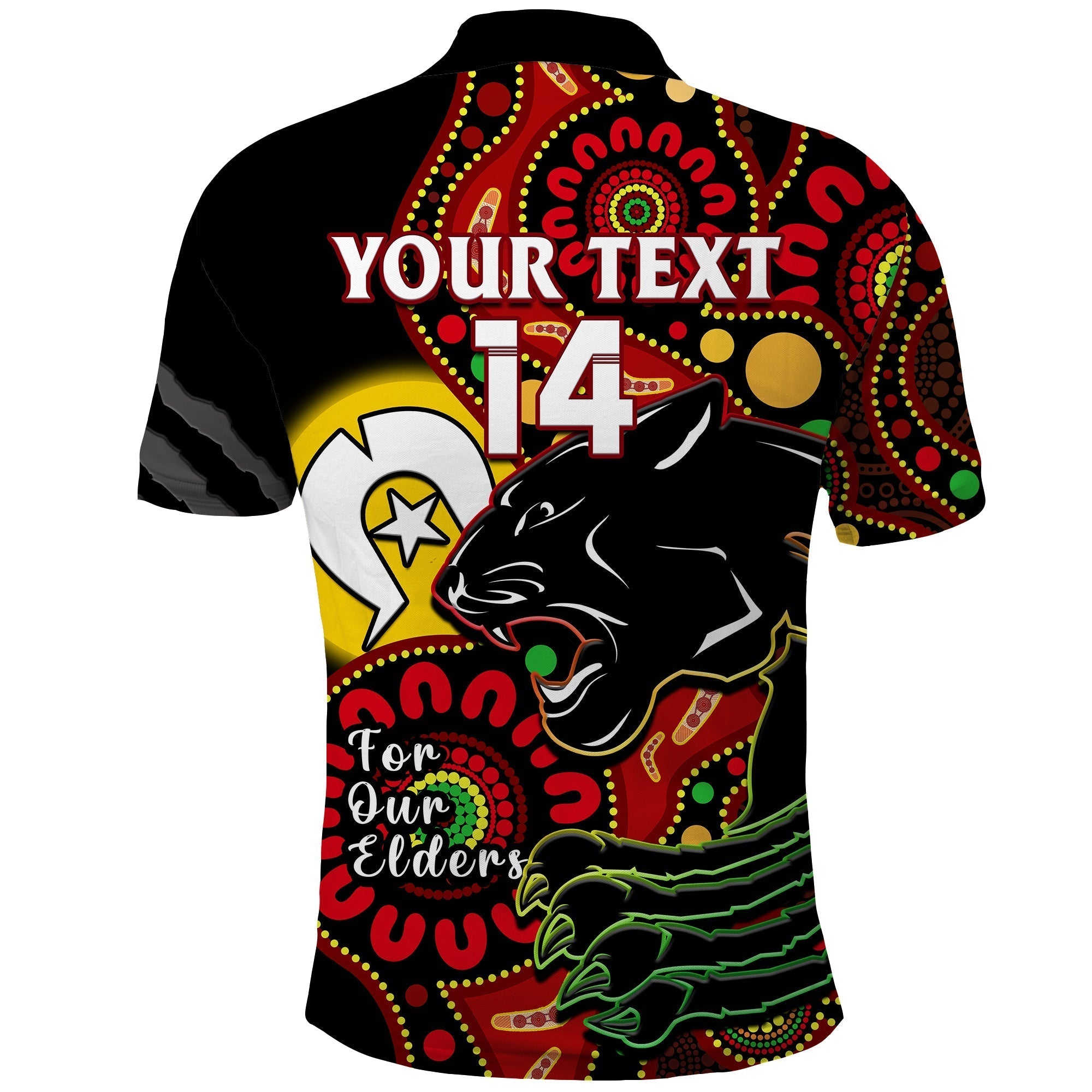 (Custom Text And Number) Panthers Rugby NAIDOC 2023 Polo Shirt For Our Elders Aboriginal - Vibe Hoodie Shop