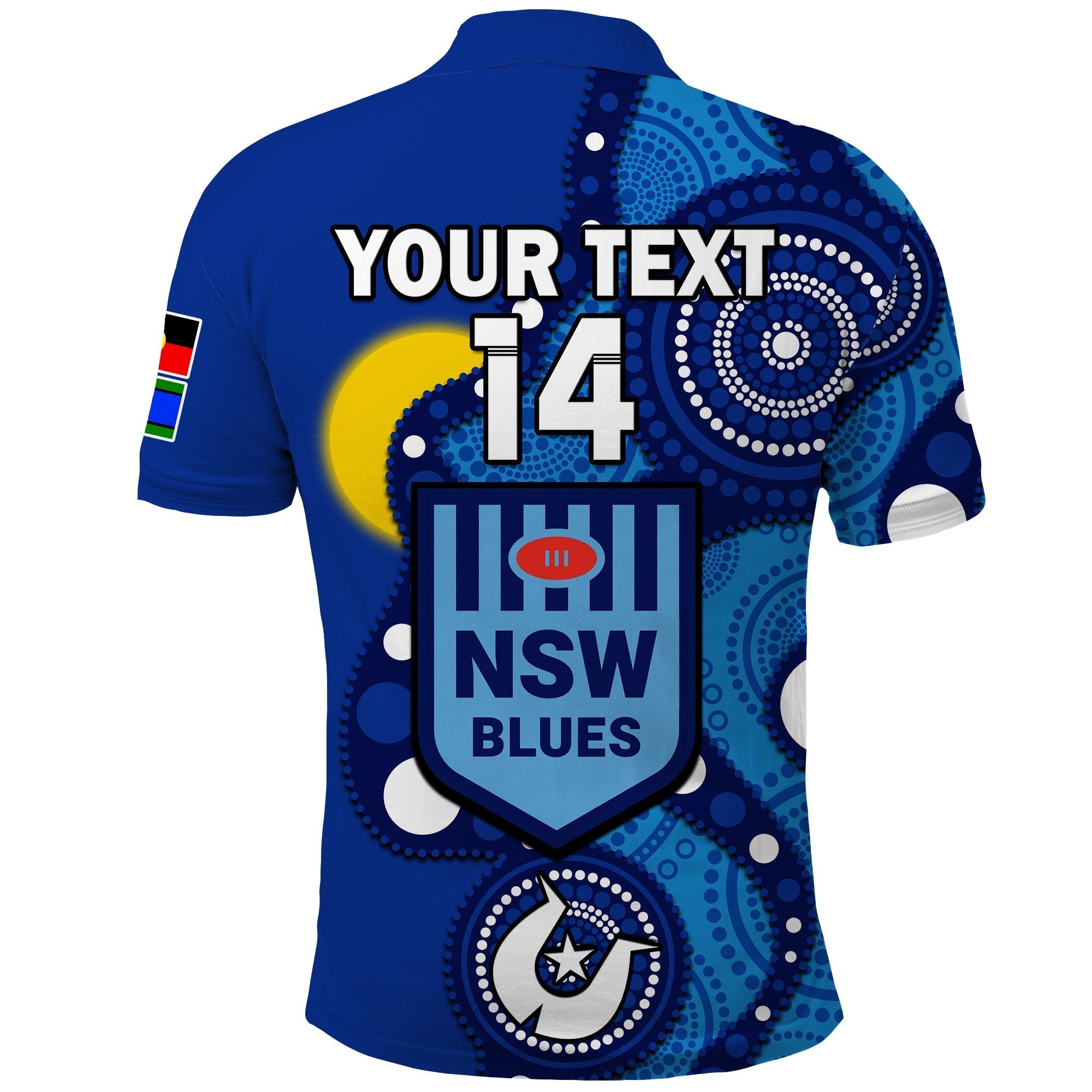 (Custom Text And Number) Blues Rugby NAIDOC 2023 Polo Shirt NSW For Our Elders Indigenous Art - Vibe Hoodie Shop
