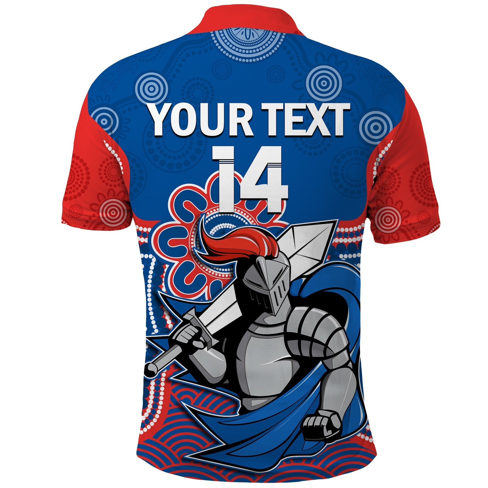 (Custom Text And Number) Knights Rugby Polo Shirt Novocastrians 1987 Aboriginal Art - Vibe Hoodie Shop