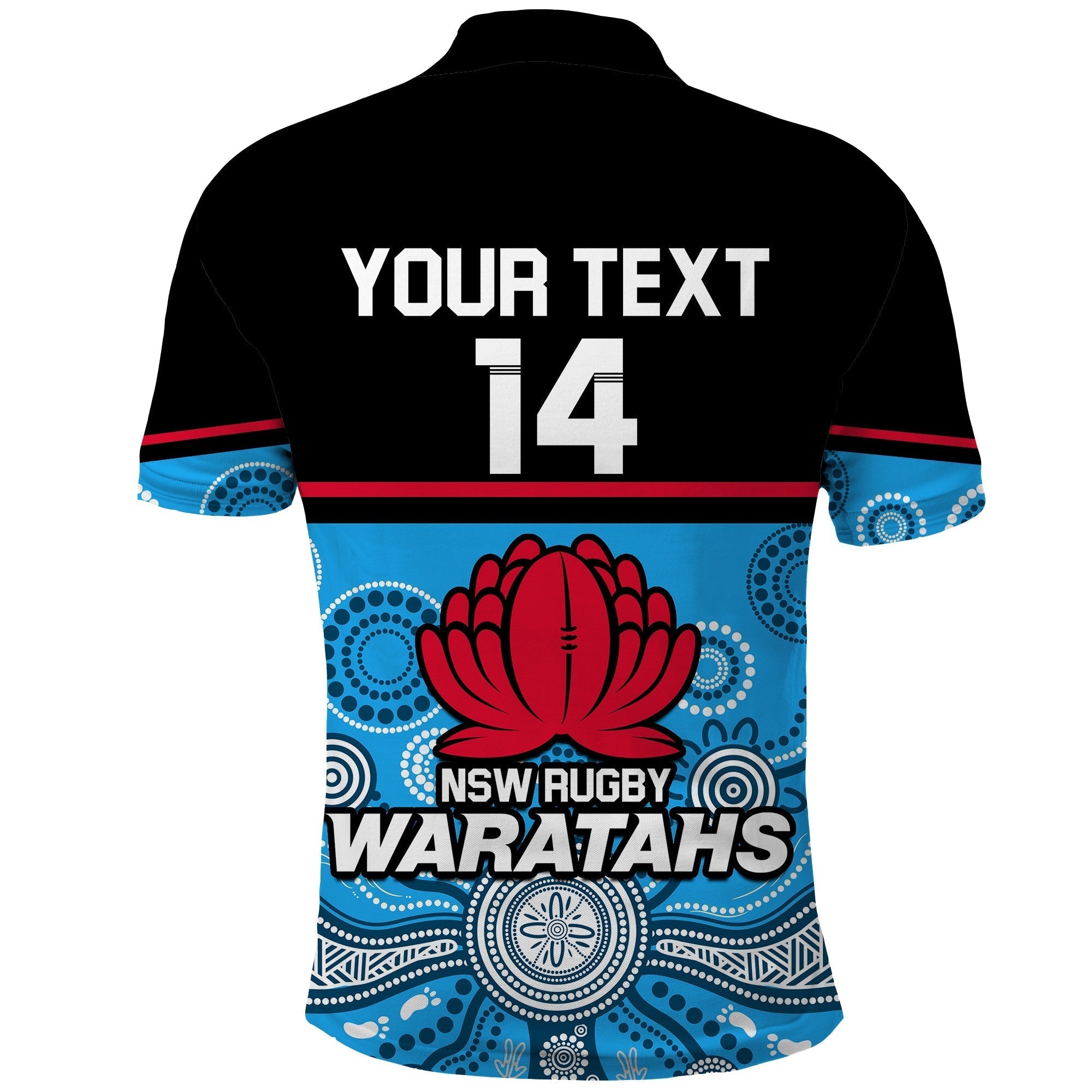 (Custom Text And Number) Waratahs Super Rugby 2023 Polo Shirt NSW Tahs Indigenous Art - Vibe Hoodie Shop