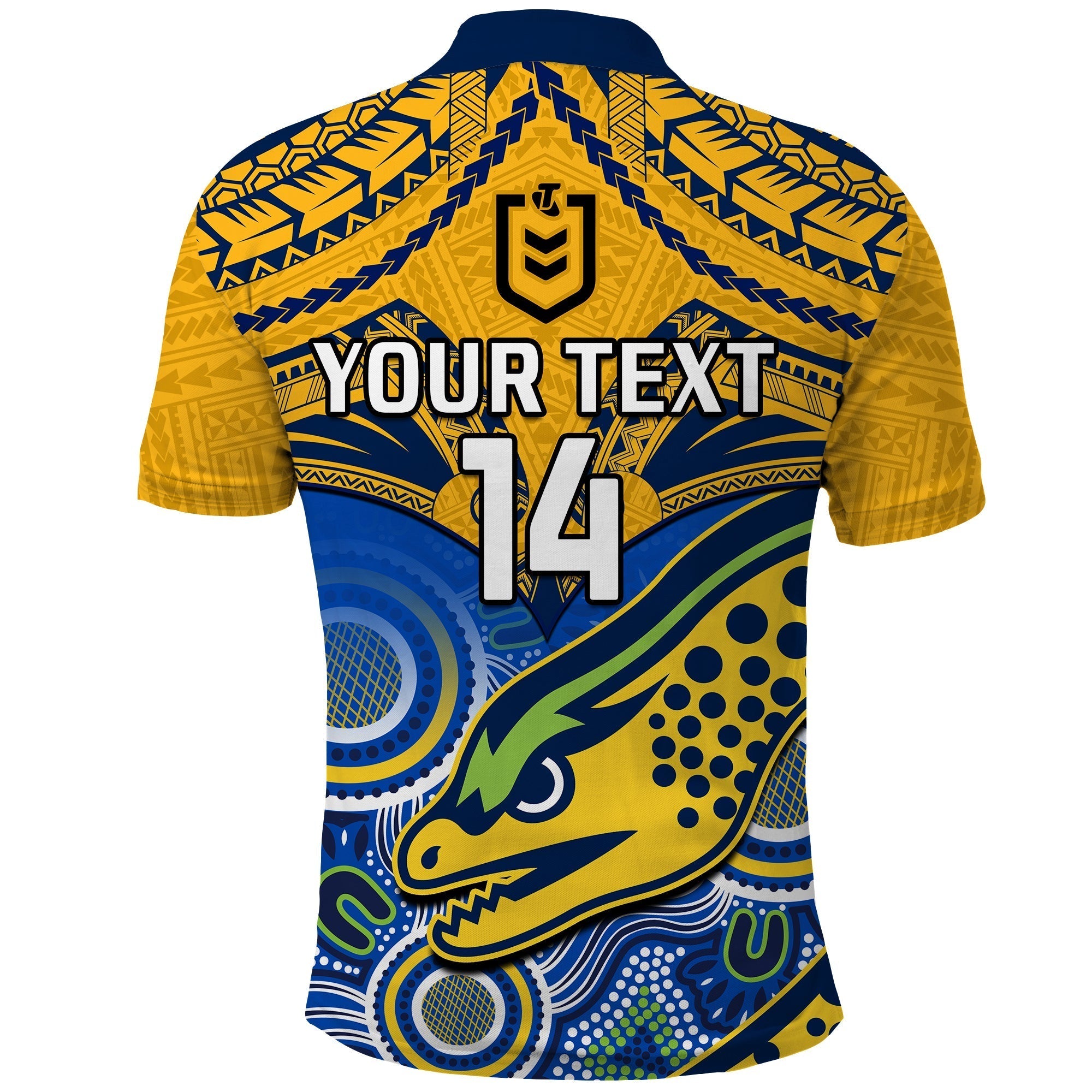 (Custom Text And Number) Parramatta Rugby 2023 Polo Shirt Go Eels Polynesian Mix Indigenous Art - Vibe Hoodie Shop