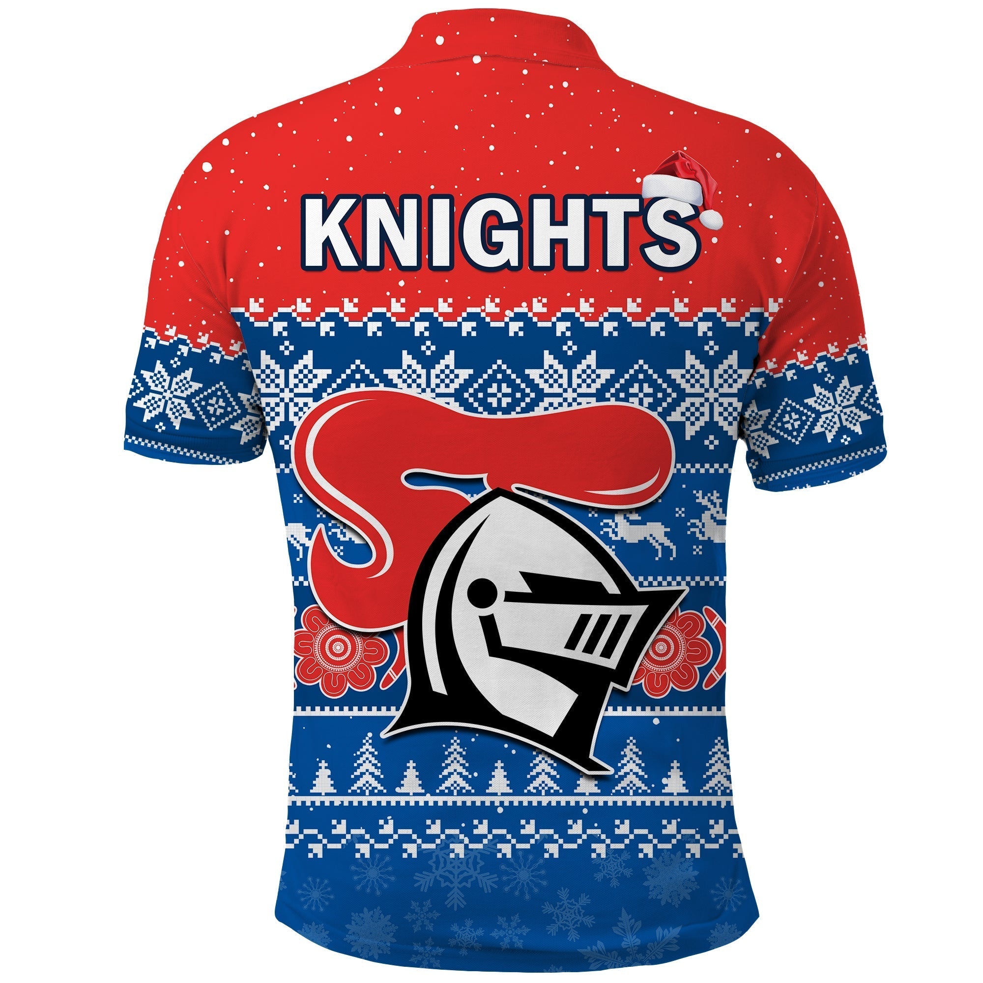 Knights Rugby Polo Shirt Indigenous Newcastle Merry Christmas - Vibe Hoodie Shop