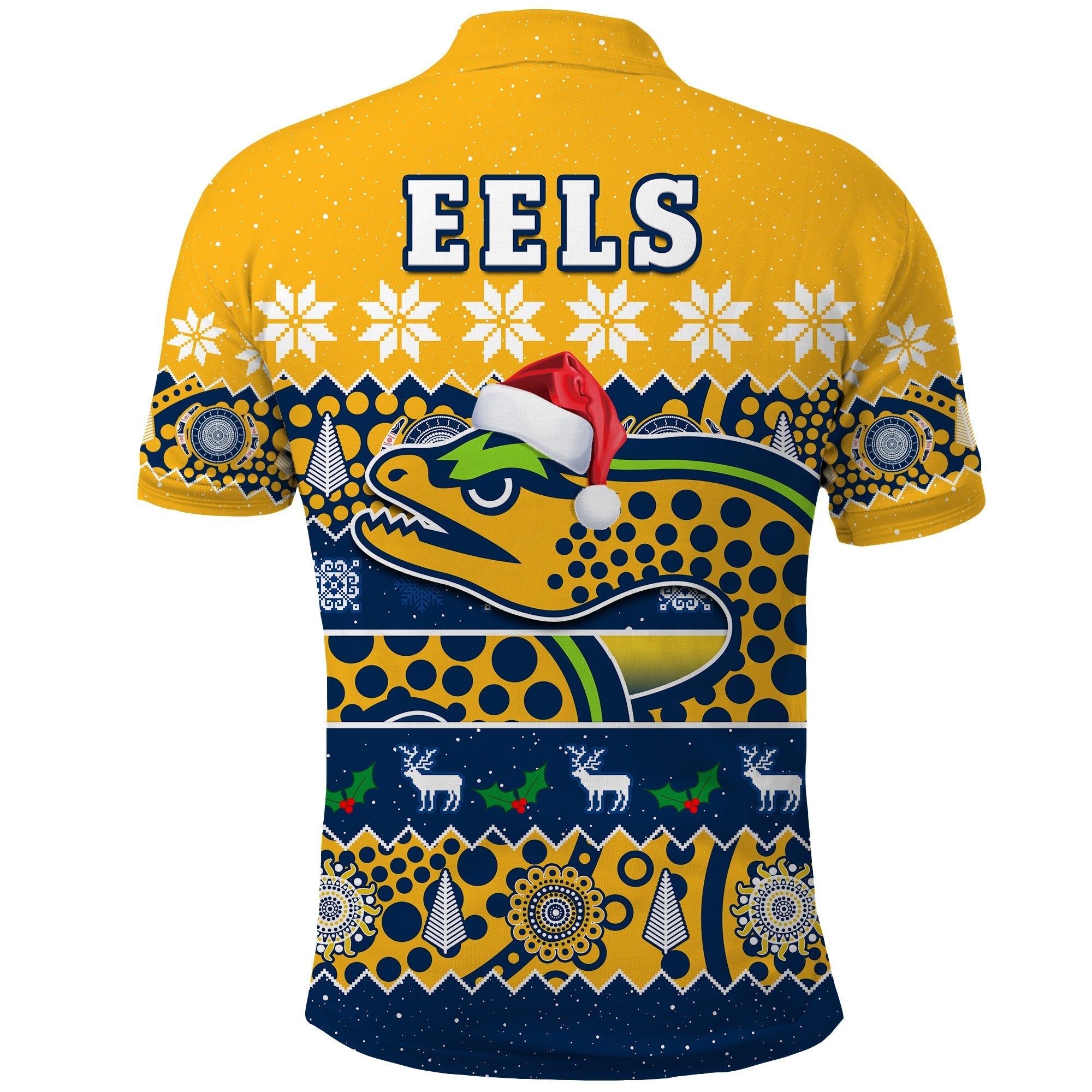Parramatta Eels Christmas Polo Shirt Parra Aboriginal Art Merry Xmas - Vibe Hoodie Shop
