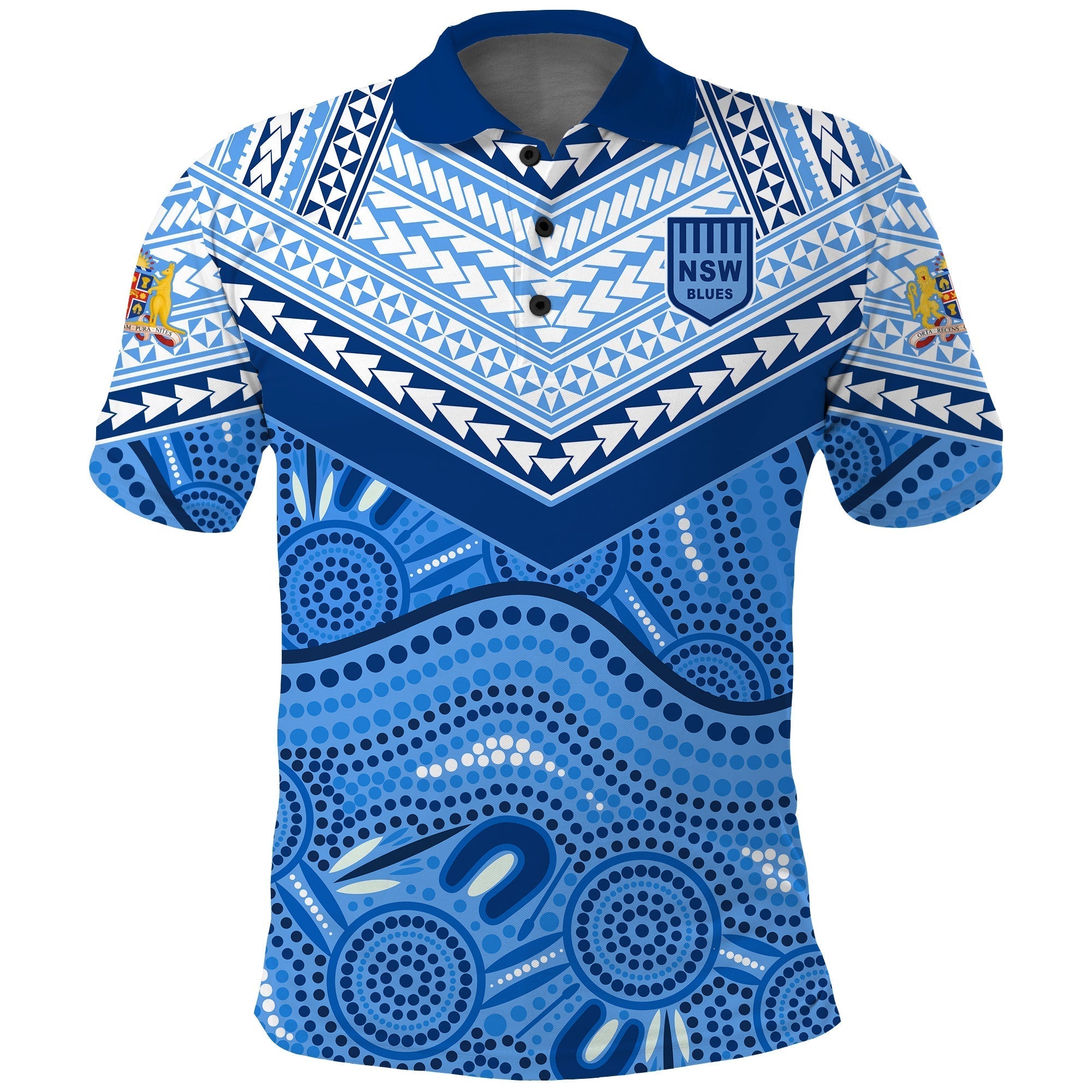 NSW Blues Polo Shirt Aboriginal and Polynesia Admirable - Vibe Hoodie Shop