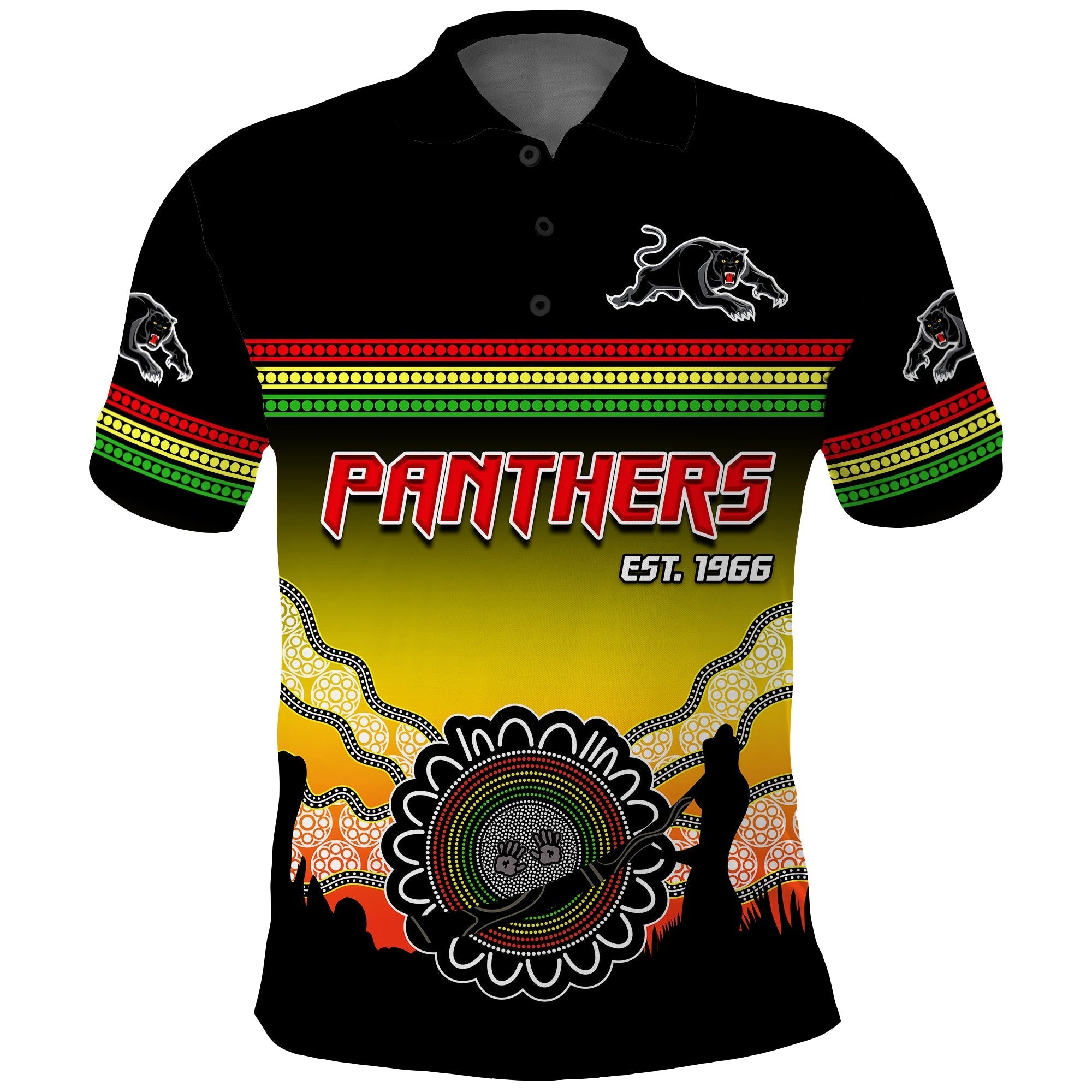(Custom Text and Number) Panthers Polo Shirt Go The Mighty Penrith Aboriginal - Vibe Hoodie Shop