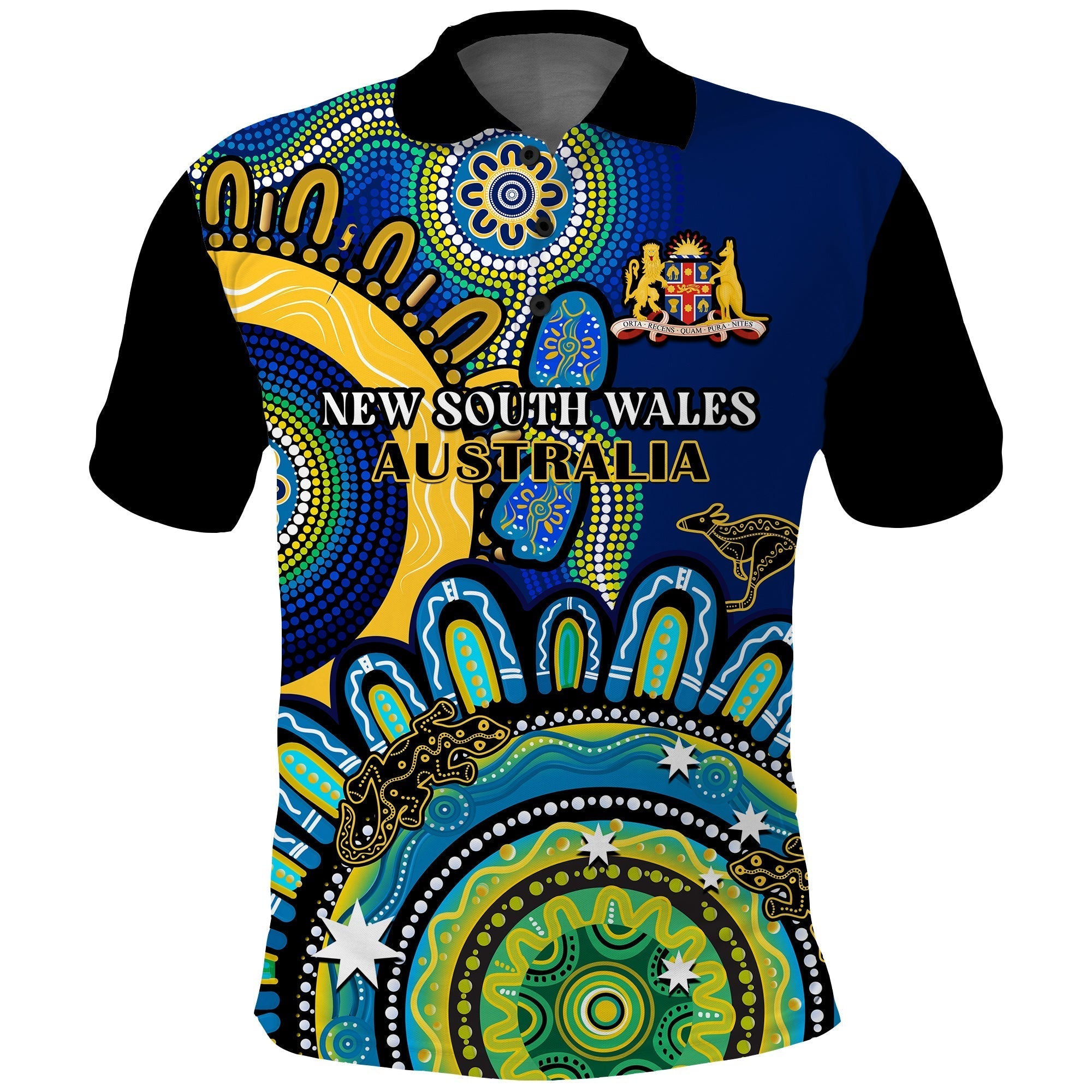 (Custom Personalised) New South Wales State Polo Shirt NSW Australian Indigenous Art - Vibe Hoodie Shop