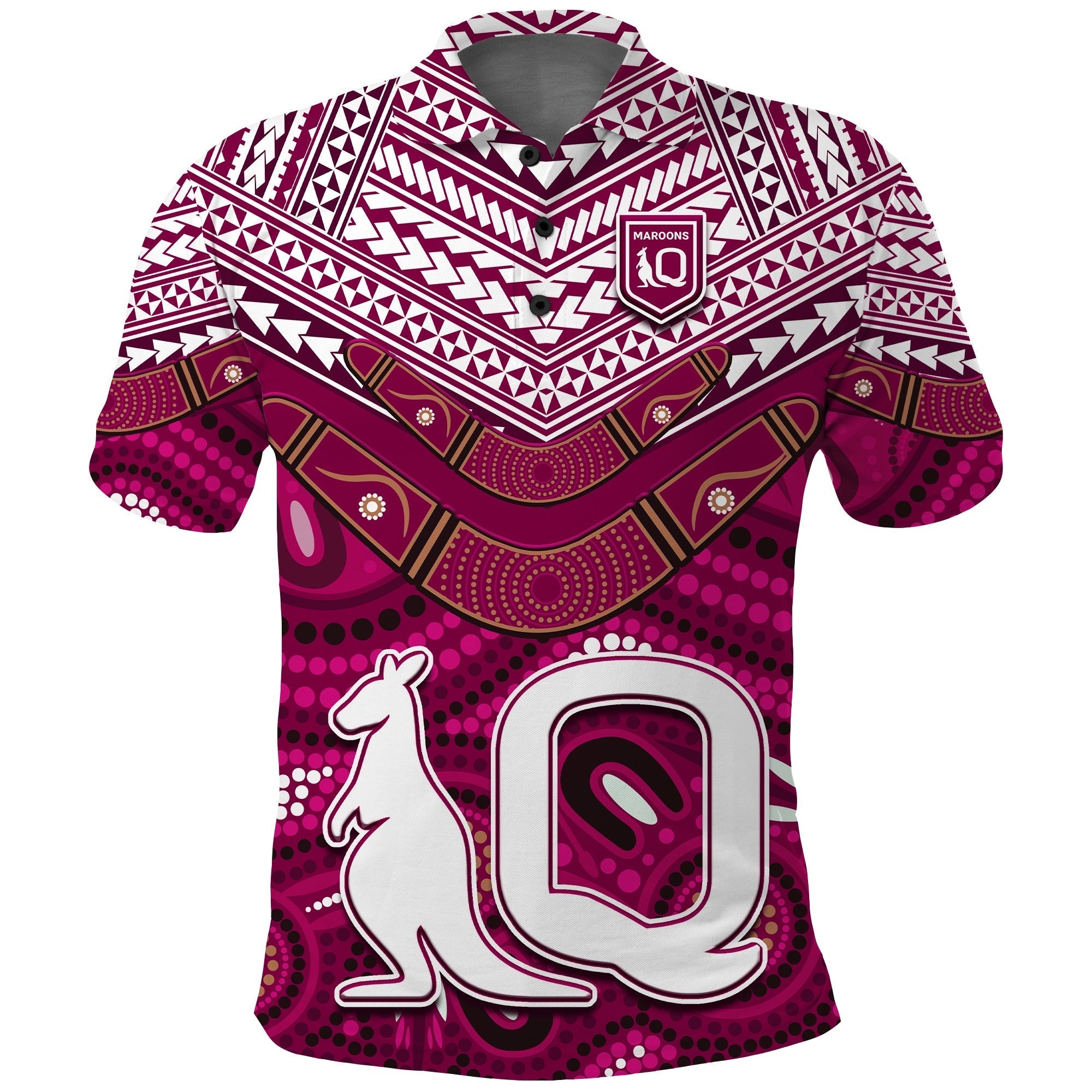 QLD Maroons Polo Shirt Aboriginal and Polynesia Admirable - Vibe Hoodie Shop