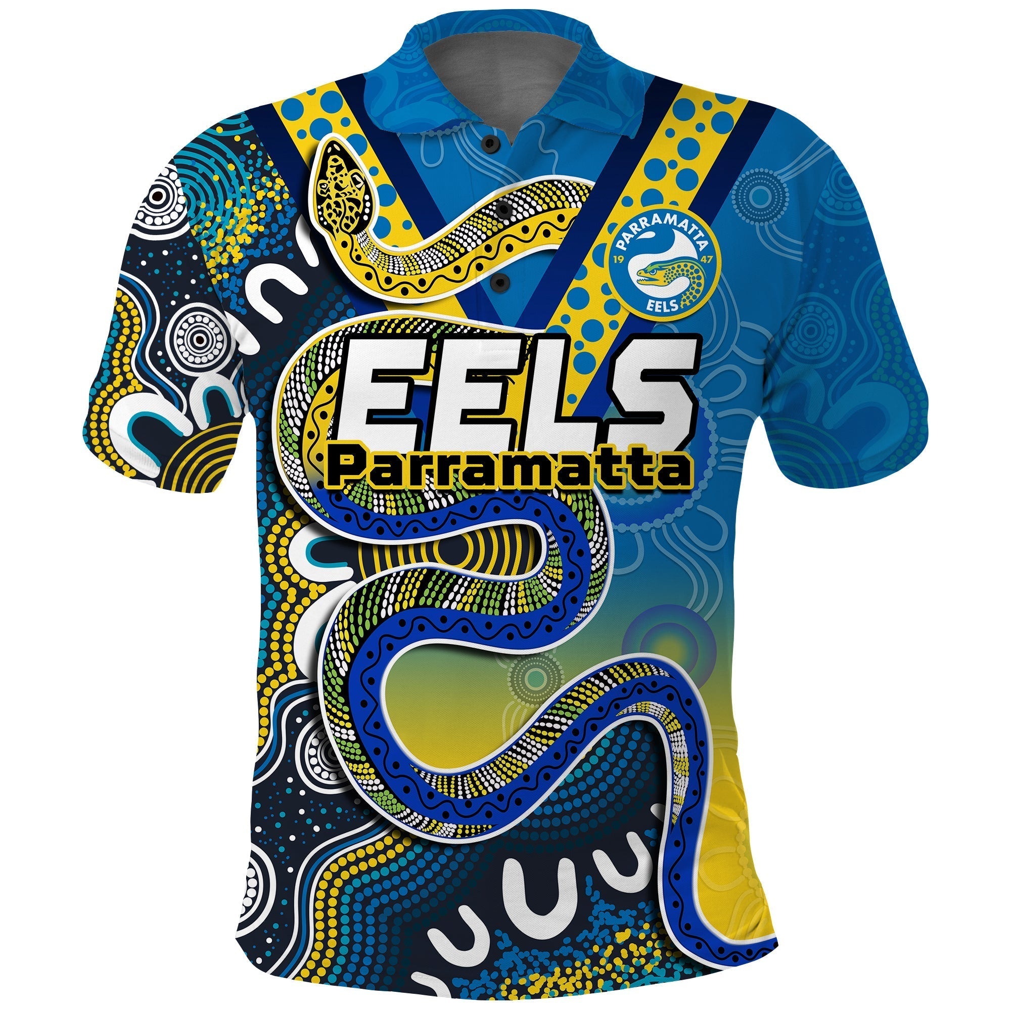 Eels Rugby Polo Shirt Aboriginal Art Sporty Style - Vibe Hoodie Shop