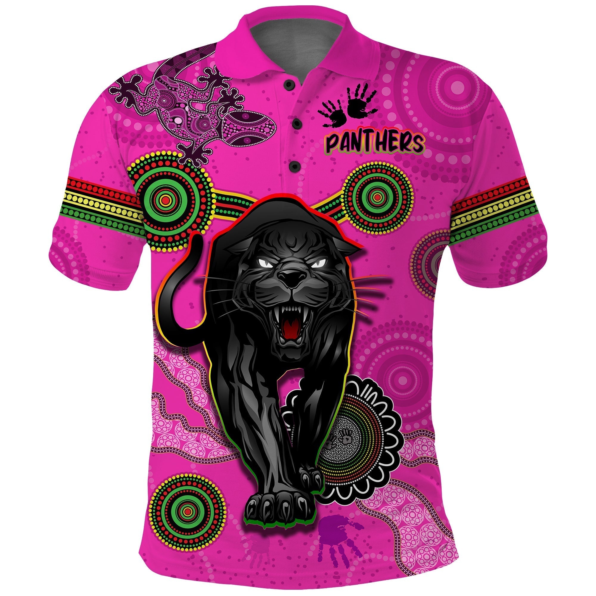 Panthers Polo Shirt Aboriginal with Lizard - Vibe Hoodie Shop