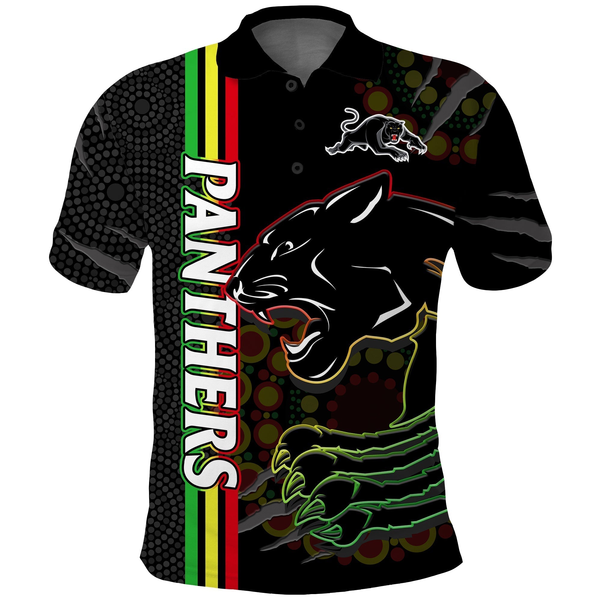 Panthers Rugby Polo Shirt The Mountain Men Aboriginal Art Dynamic - Vibe Hoodie Shop