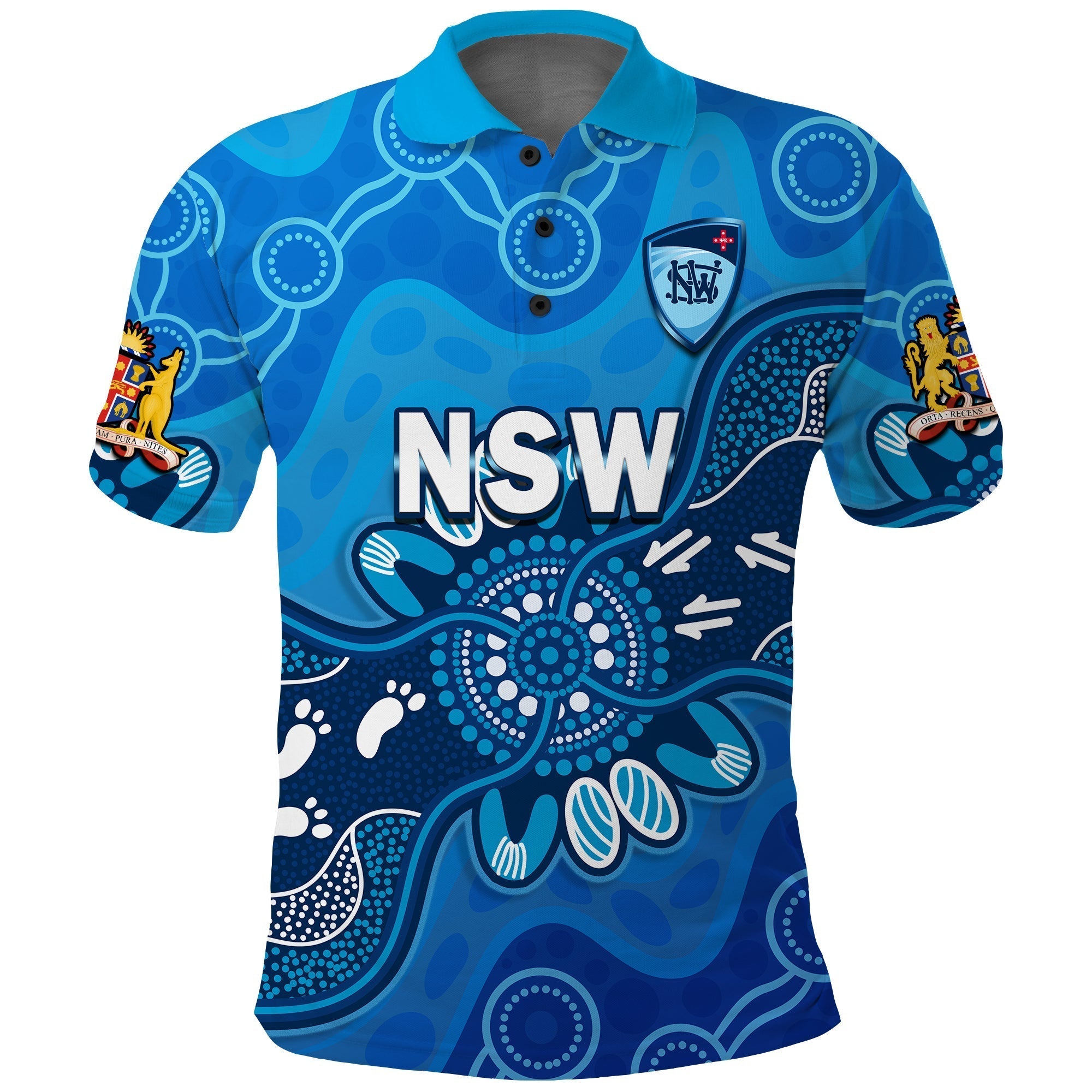 (Custom Text And Number) New South Wales Cricket Polo Shirt NSW 2022 Aboriginal Art - Vibe Hoodie Shop
