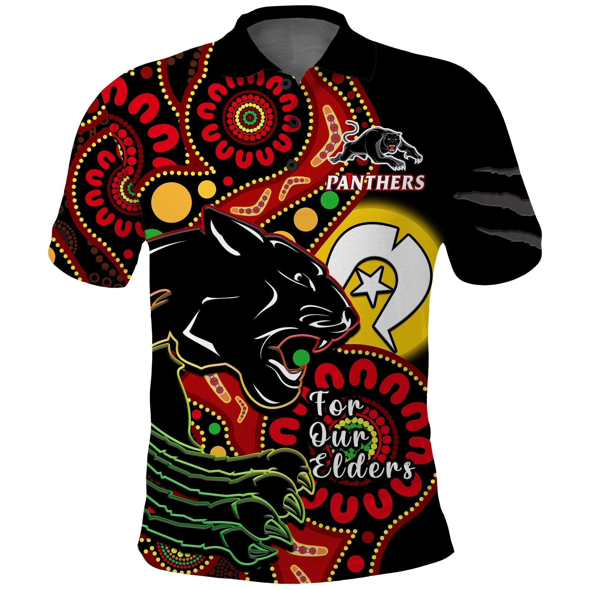 (Custom Text And Number) Panthers Rugby NAIDOC 2023 Polo Shirt For Our Elders Aboriginal - Vibe Hoodie Shop