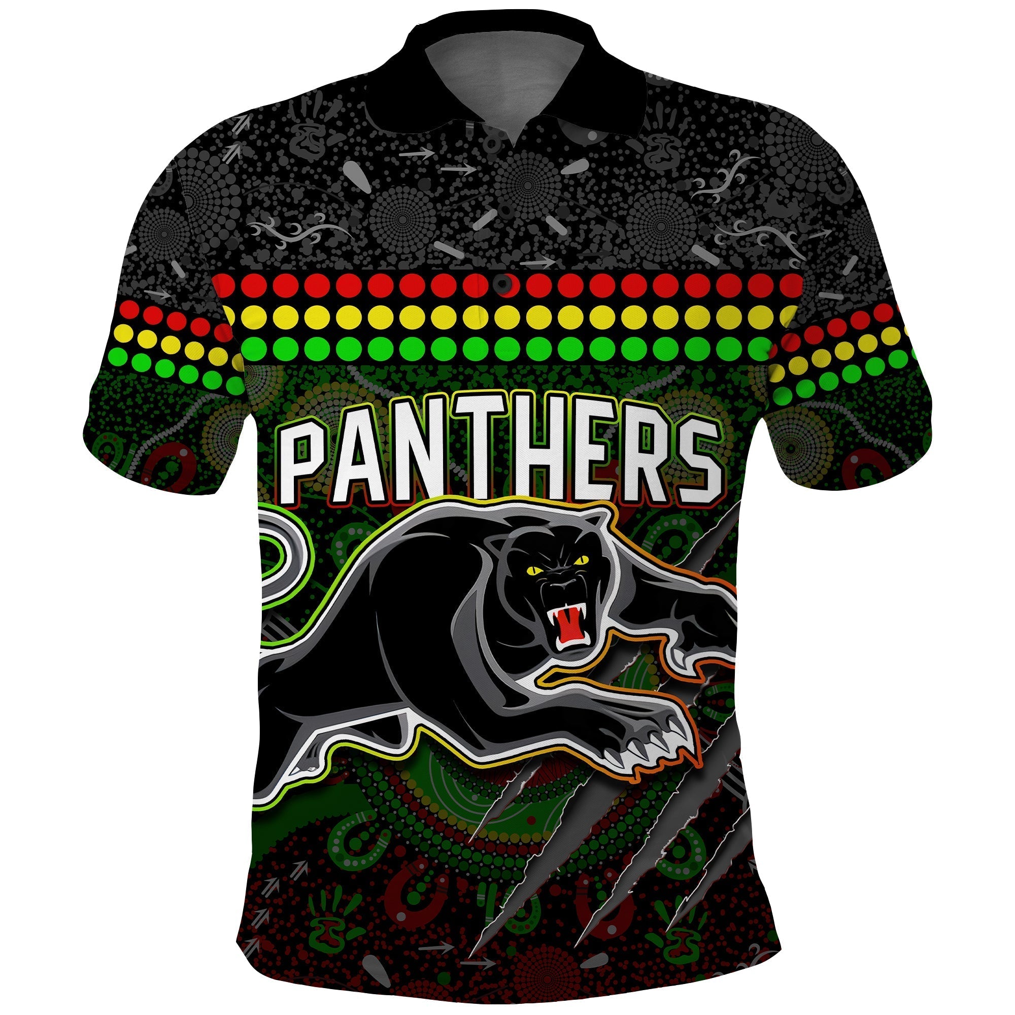 Custom Text and Number Panthers Polo Shirt Premiers 2022 Aboriginal - Vibe Hoodie Shop