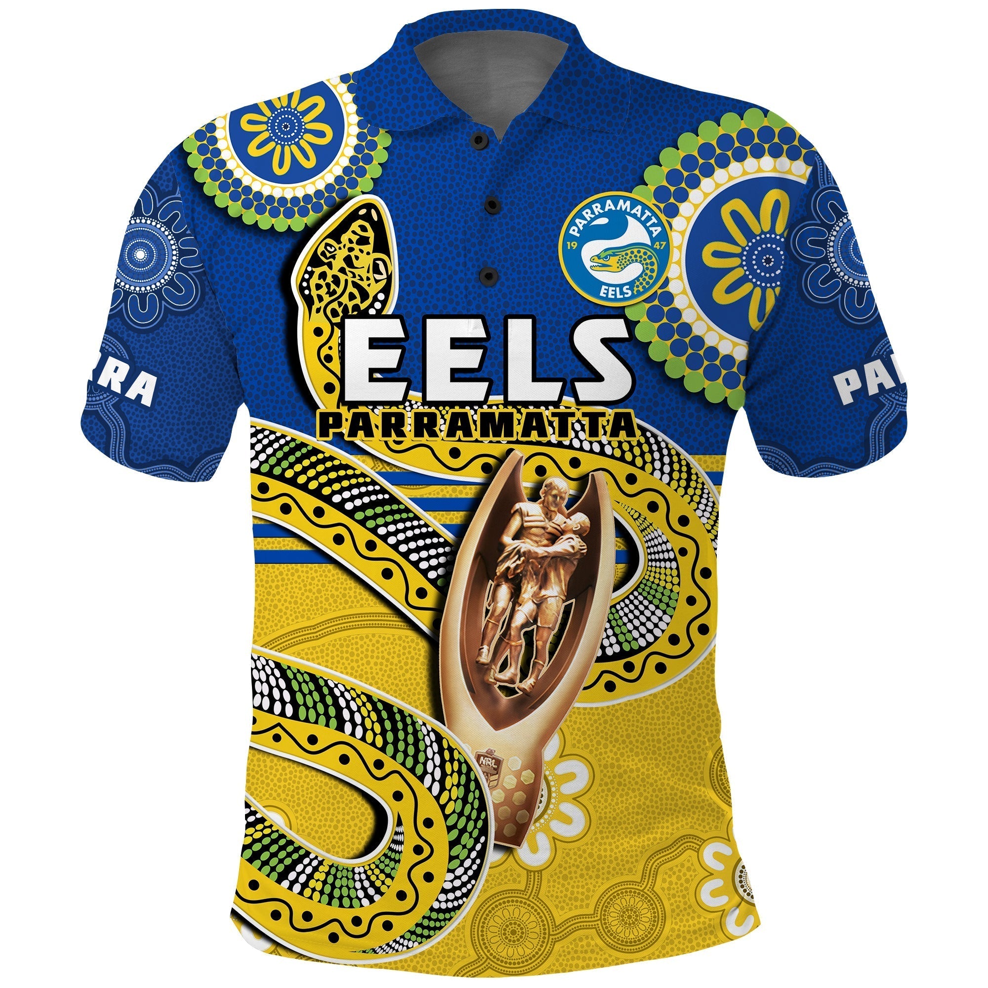 (Custom Text And Number) Eels Rugby Polo Shirt Parra 2022 Indigenous Proud Premiers - Vibe Hoodie Shop
