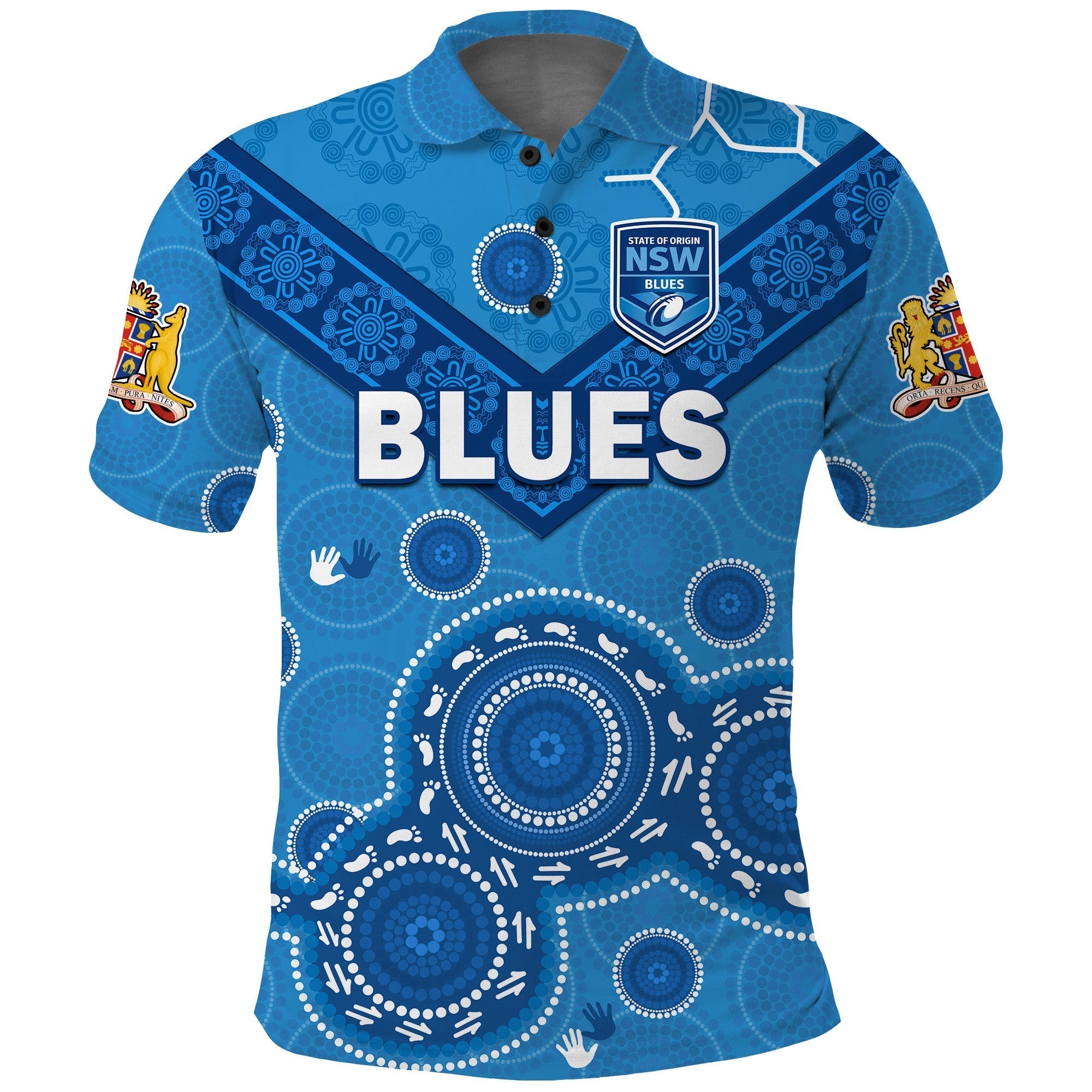 (Custom Text And Number) NSW Blues Rugby Polo Shirt New South Wales Aboriginal Dot Painting Unique Version - Vibe Hoodie Shop