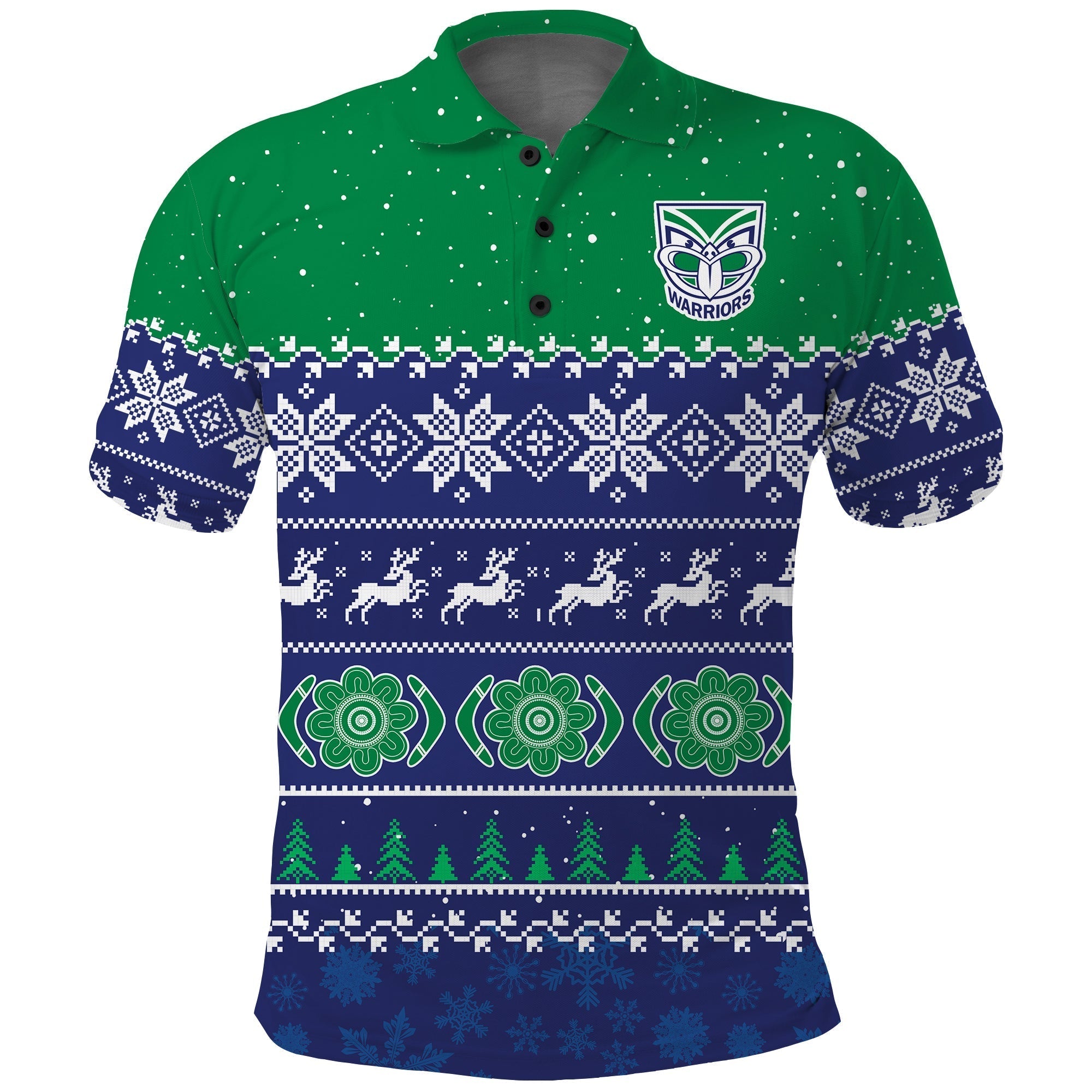 custom-personalised-warriors-rugby-polo-shirt-new-zealand-indigenous-merry-christmas