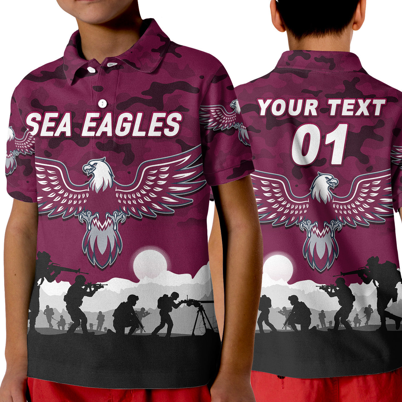 (Custom Personalised) Manly Warringah Sea Eagles ANZAC 2022 Polo Shirt Simple Style - Vibe Hoodie Shop