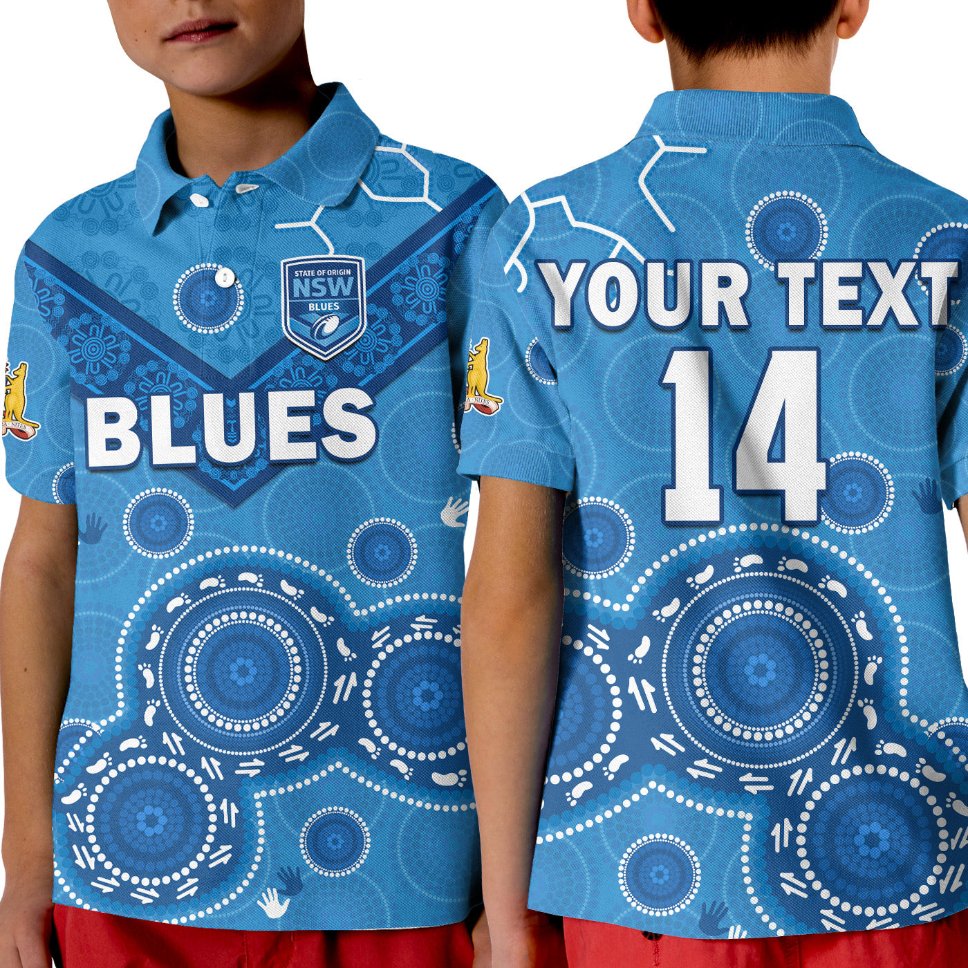 (Custom Text And Number) NSW Blues Rugby Polo Shirt New South Wales Aboriginal Dot Painting Unique Version - Vibe Hoodie Shop