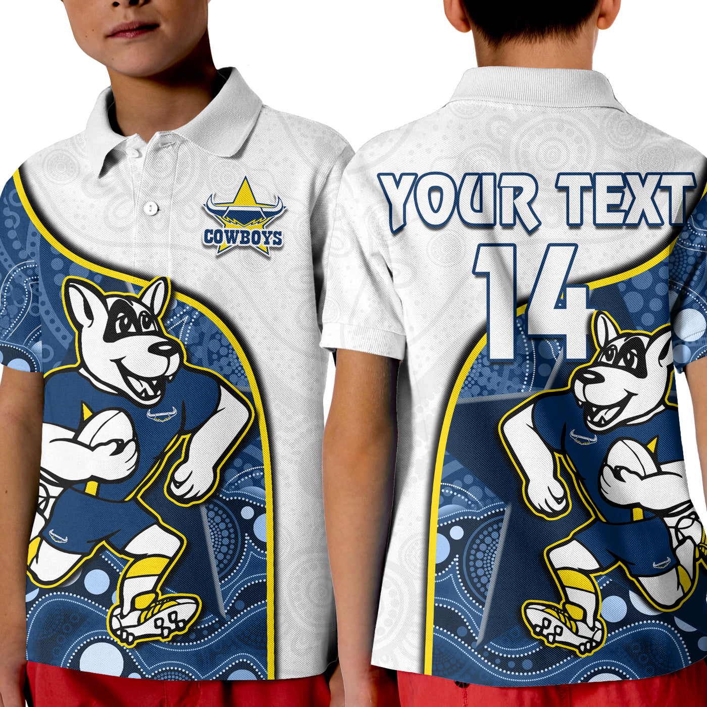 (Custom Text And Number) Cowboys Rugby Polo Shirt Macost Indigenous Pattern 2022 Premiers - Vibe Hoodie Shop