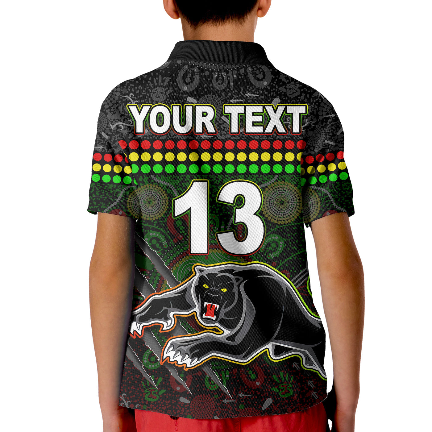 Custom Text and Number Panthers Polo Shirt Premiers 2022 Aboriginal - Vibe Hoodie Shop