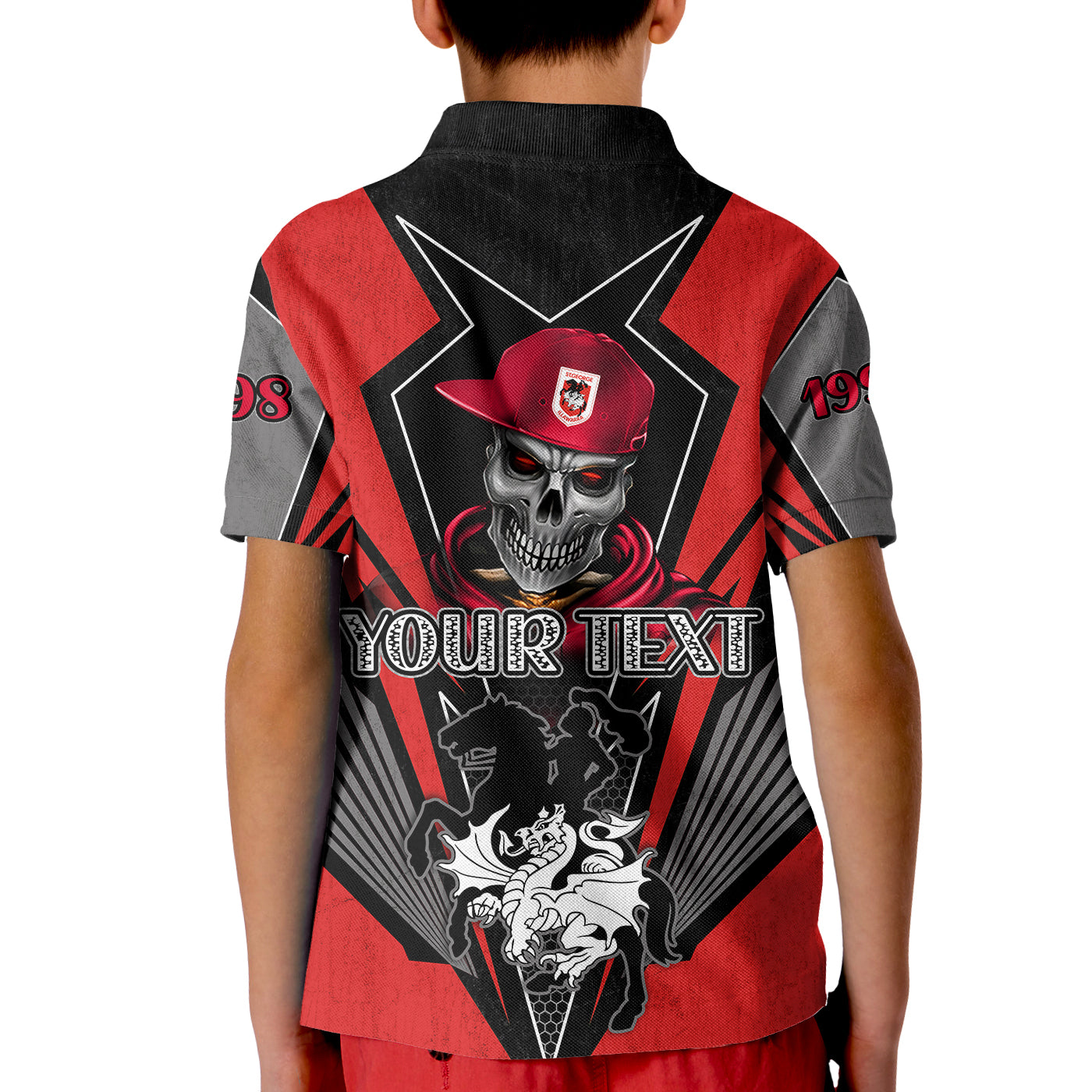 custom-personalised-dragons-rugby-polo-shirt-kid-mascot-st-george-illawarra-since-1998-cool-skull