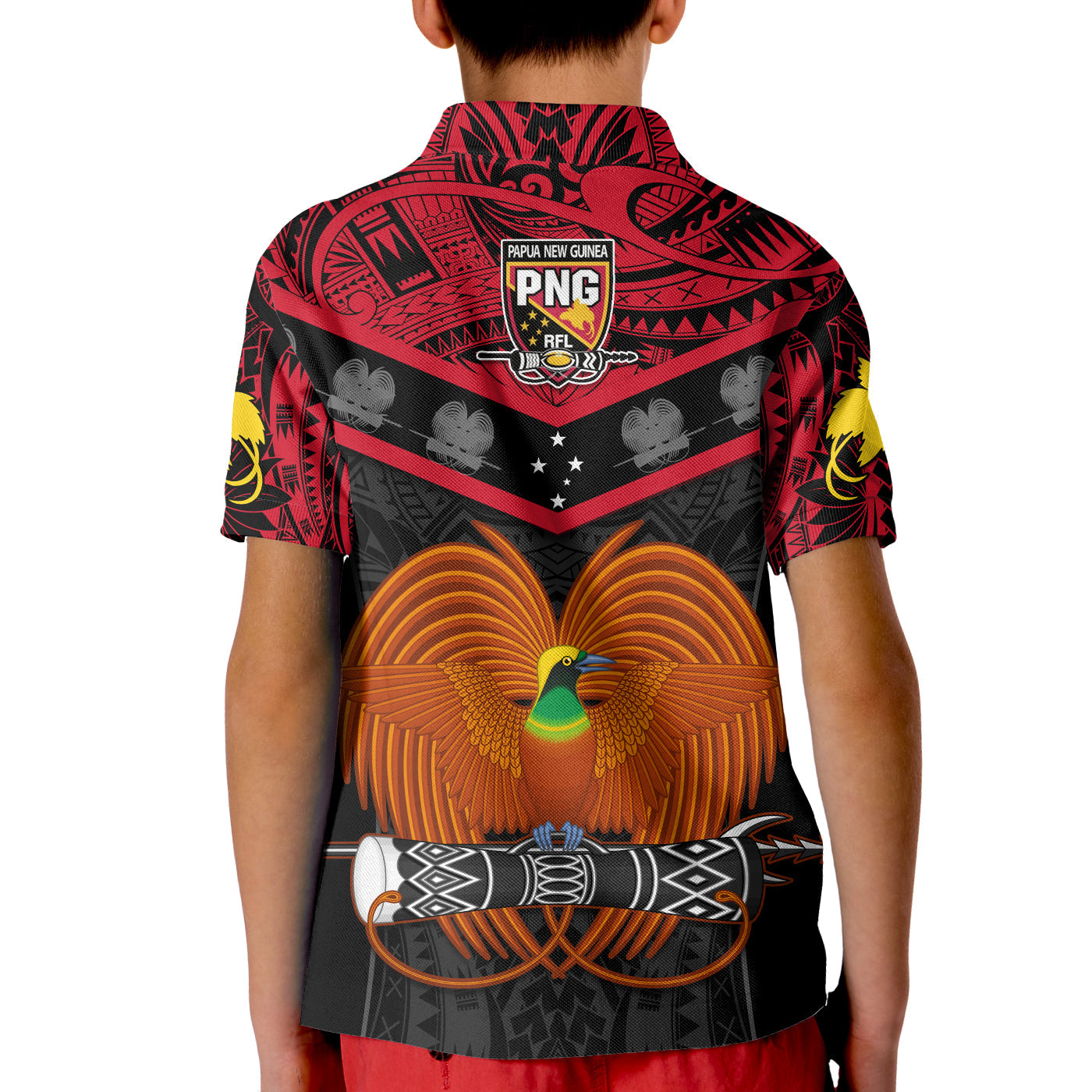 Papua New Guinea Rugby Polo Shirt PNG Kumuls Bird Of Paradise Black - Vibe Hoodie Shop