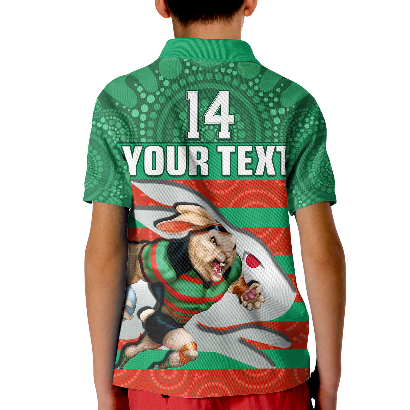 (Custom Text And Number) Rabbitohs Rugby Polo Shirt Aboriginal Dot Painting Glory Glory Sporty Style - Vibe Hoodie Shop