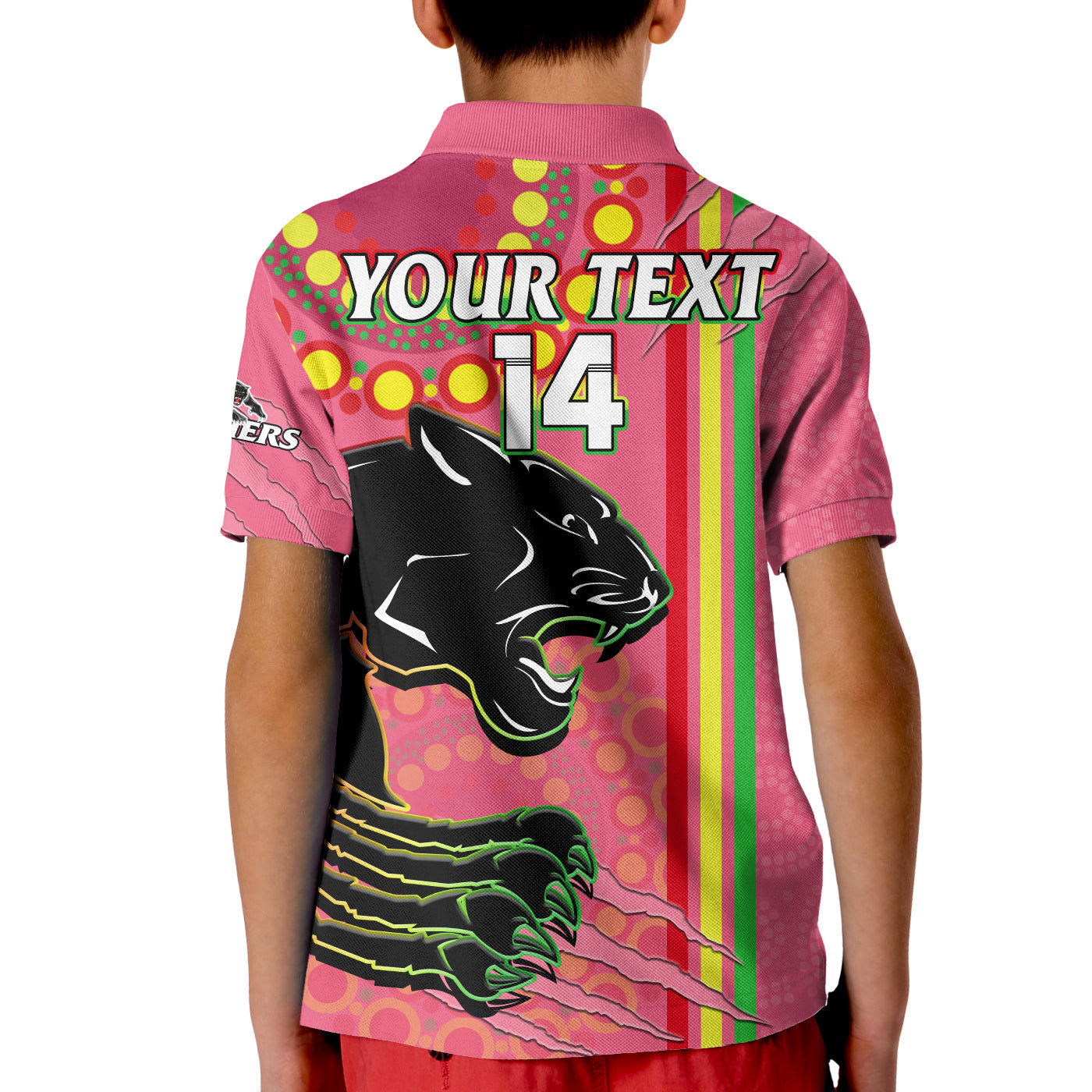 (Custom Text And Number) Panthers Rugby Polo Shirt The Mountain Men Aboriginal Art Dynamic Pink Version - Vibe Hoodie Shop
