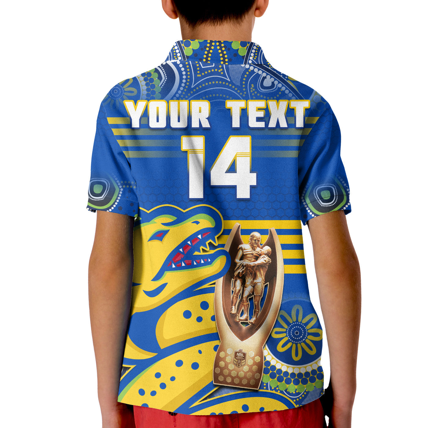 (Custom Text And Number) Parramatta Rugby Polo Shirt Eels Premiers 2022 Indigenous Artsy - Vibe Hoodie Shop