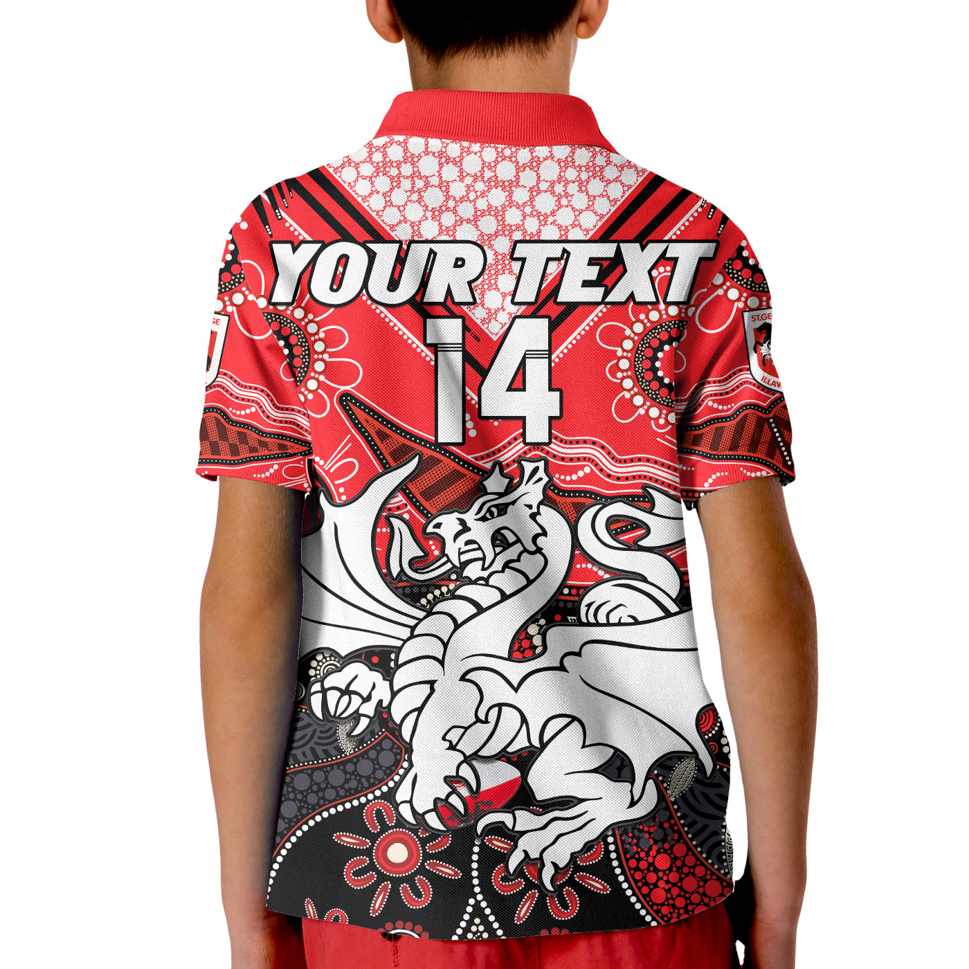 custom-text-and-number-dragons-rugby-polo-shirt-kid-indigenous-pattern-artsy-version