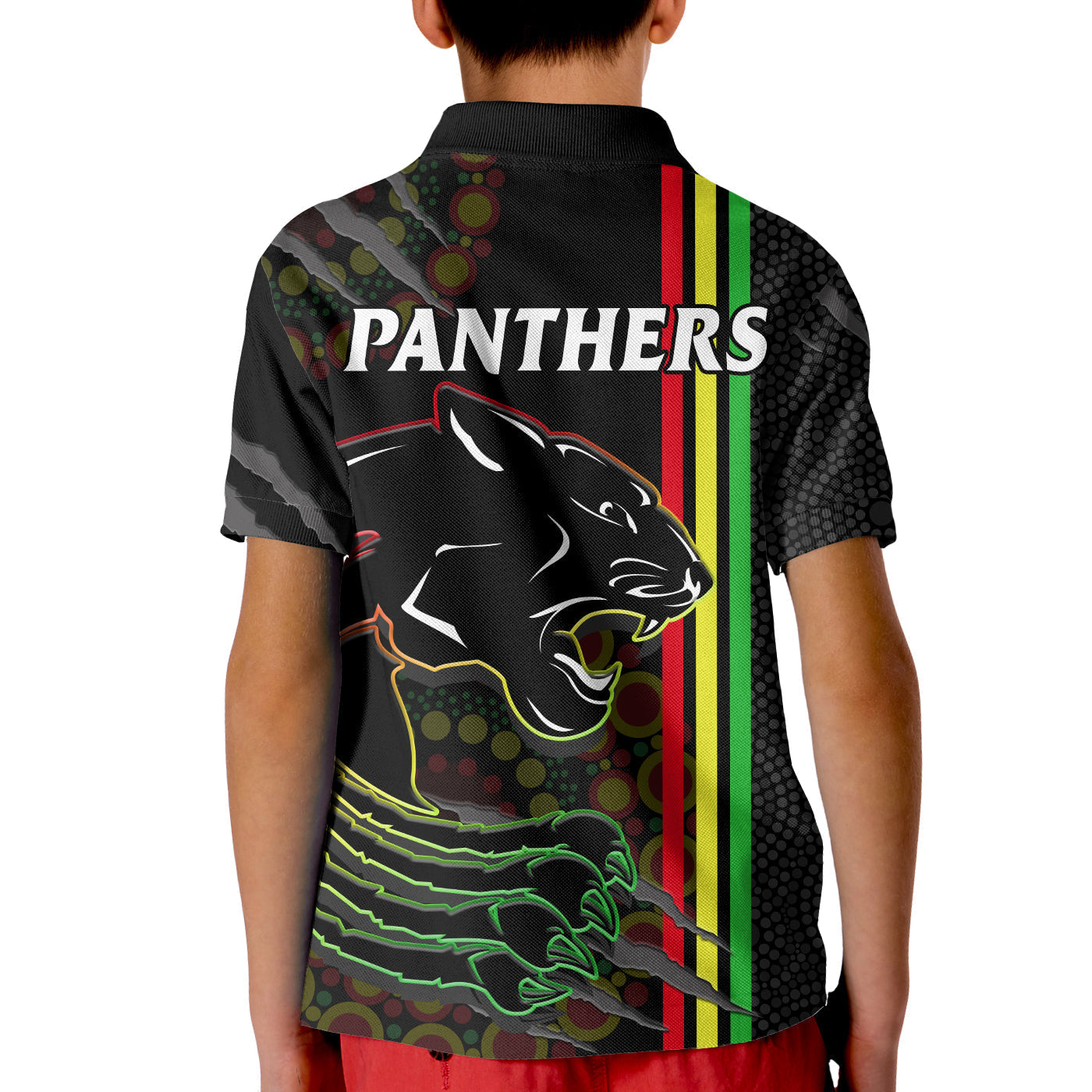 Panthers Rugby Polo Shirt KID The Mountain Men Aboriginal Art Dynamic - Vibe Hoodie Shop