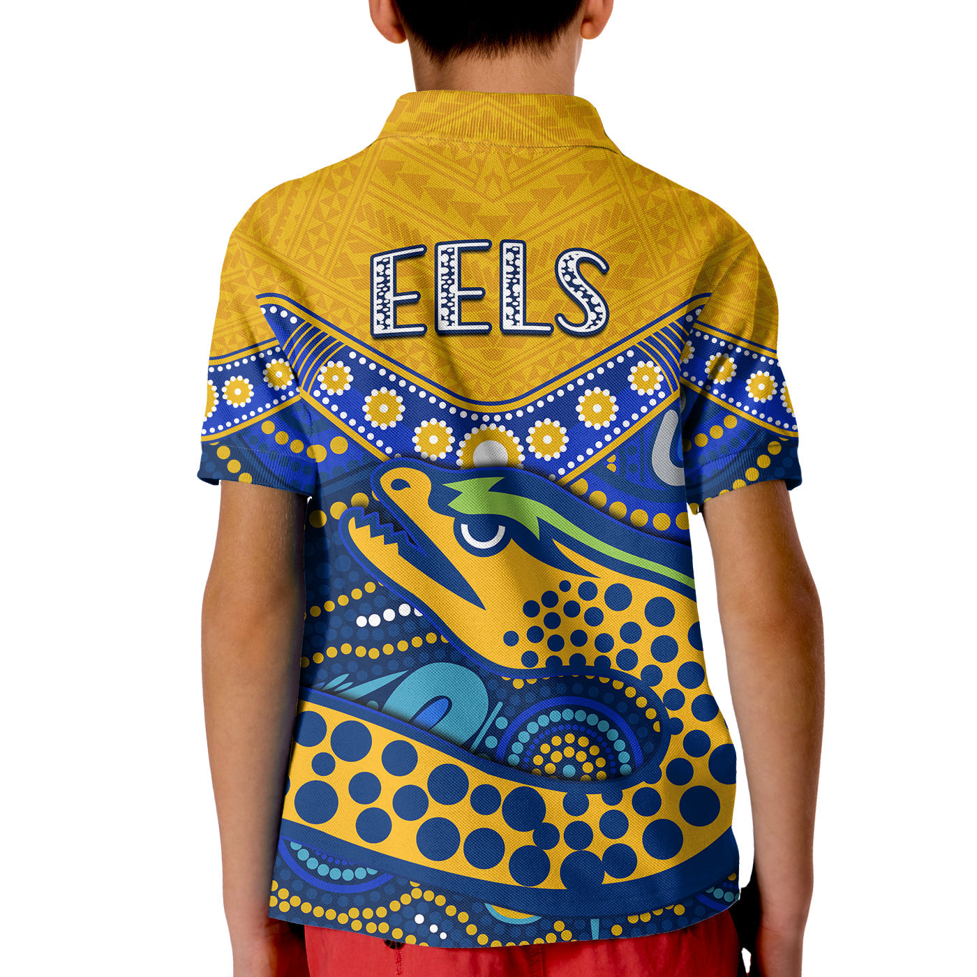 Eels Rugby Polo Shirt KID Aboriginal and Polynesia Parramatta - Vibe Hoodie Shop