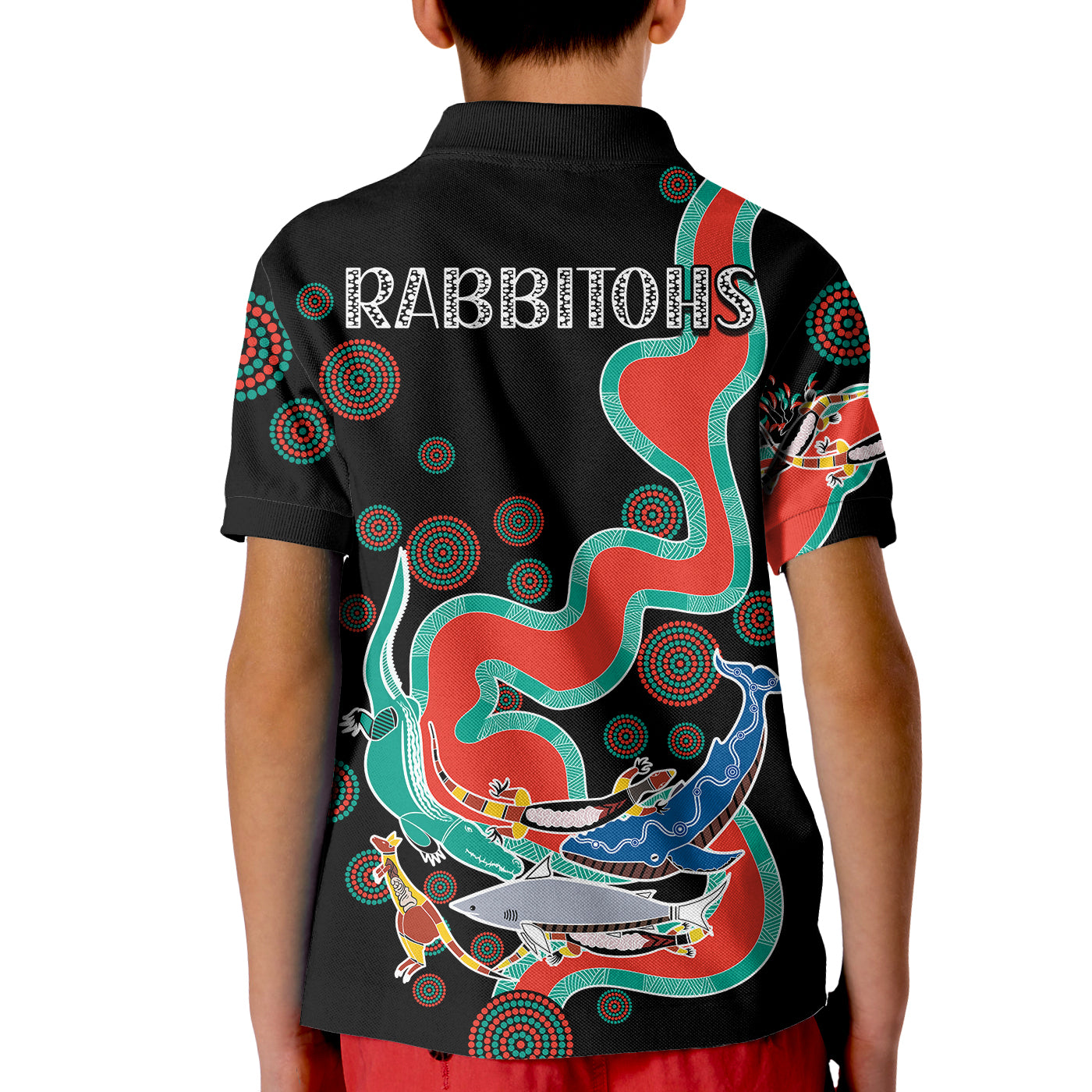 Rabbitohs Polo Shirt KID Go The Bunnies Aboriginal - Vibe Hoodie Shop