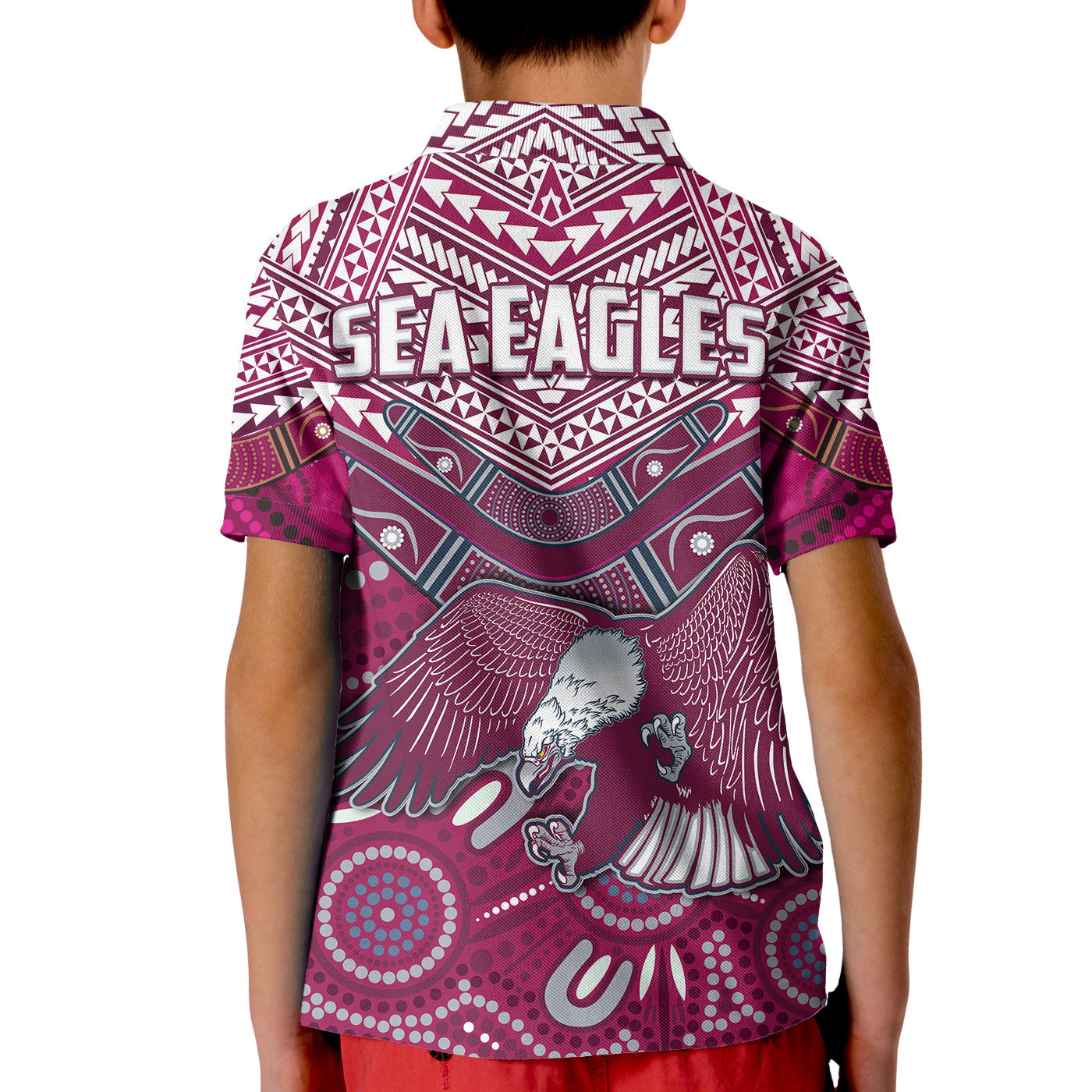 Sea Eagles Rugby Polo Shirt Aboriginal and Polynesia Manly Warringah - Vibe Hoodie Shop